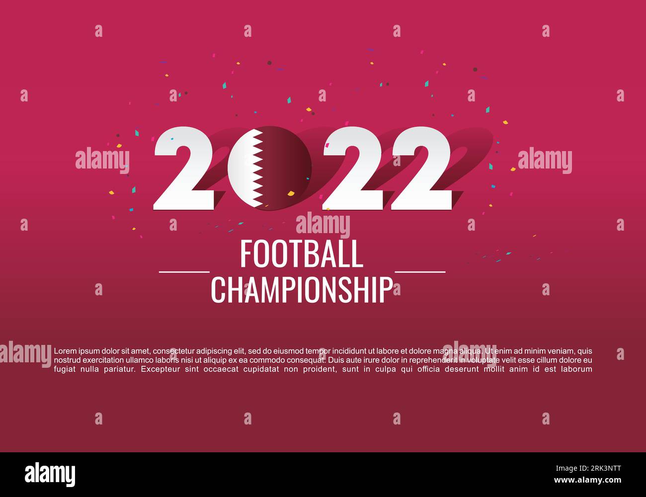 Football Tournament world Cup 2022 with Qatar flag. Background Design Template with burgundy color. Stock Vector