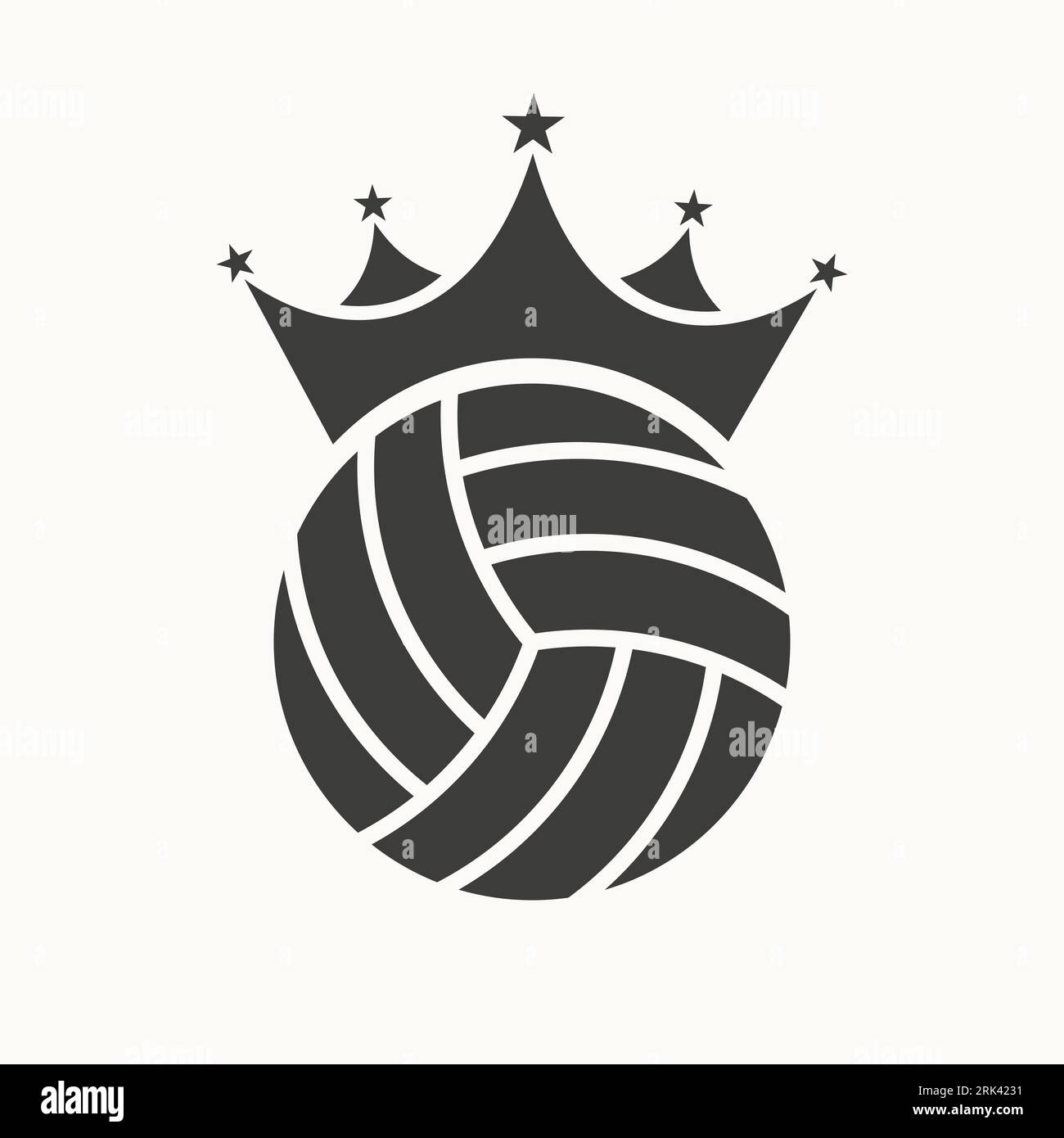 Volleyball Logo Design Concept With Crown Icon. Volleyball Winner Symbol Stock Vector