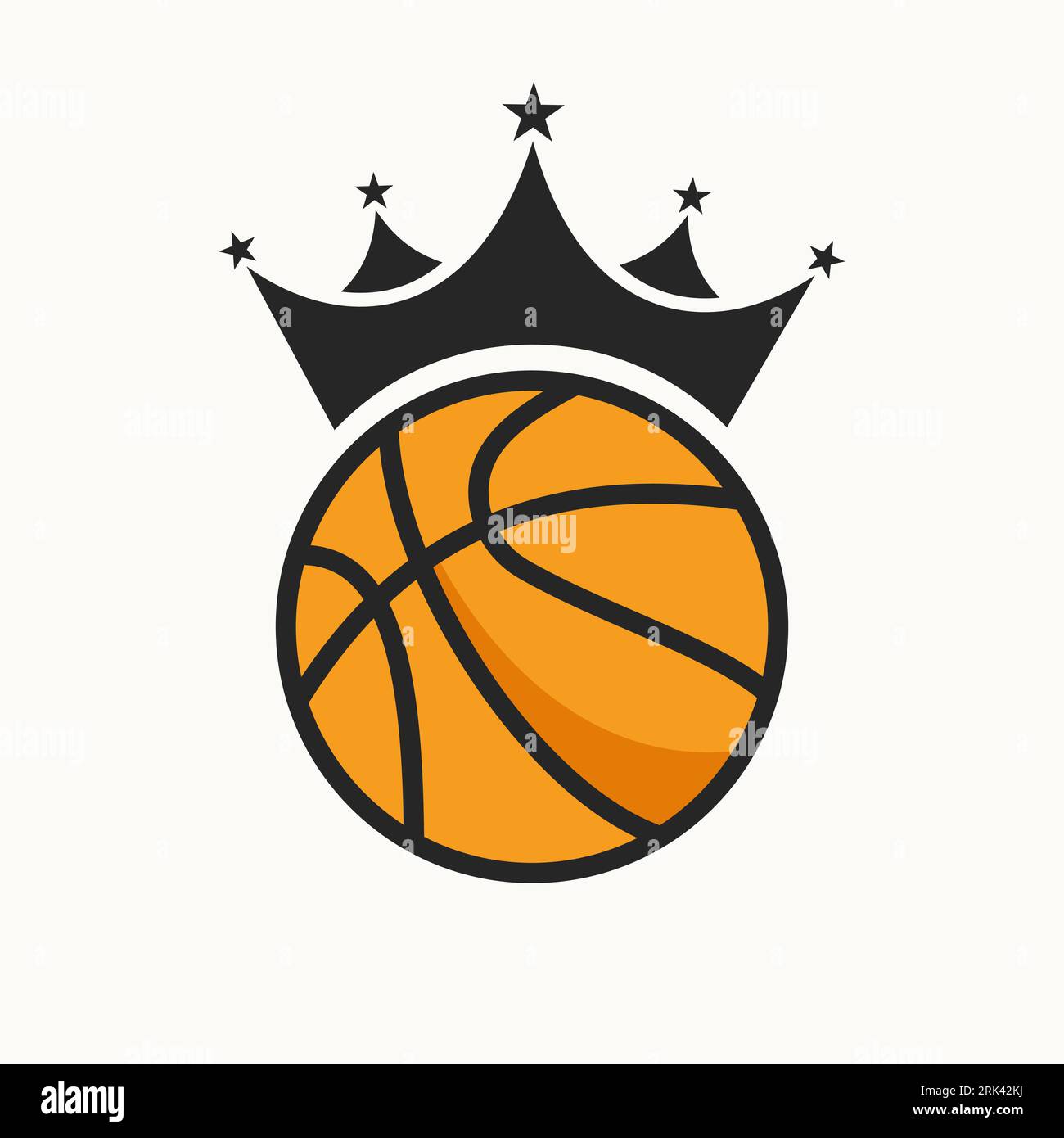 Basketball Logo Design Concept With Crown Icon. Basketball Winner Symbol Stock Vector