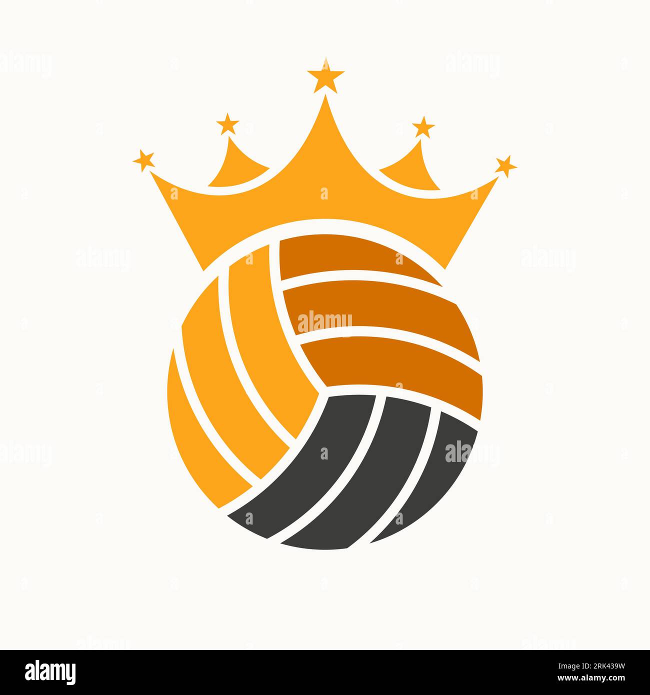 Volleyball Logo Design Concept With Crown Icon. Volleyball Winner Symbol Stock Vector