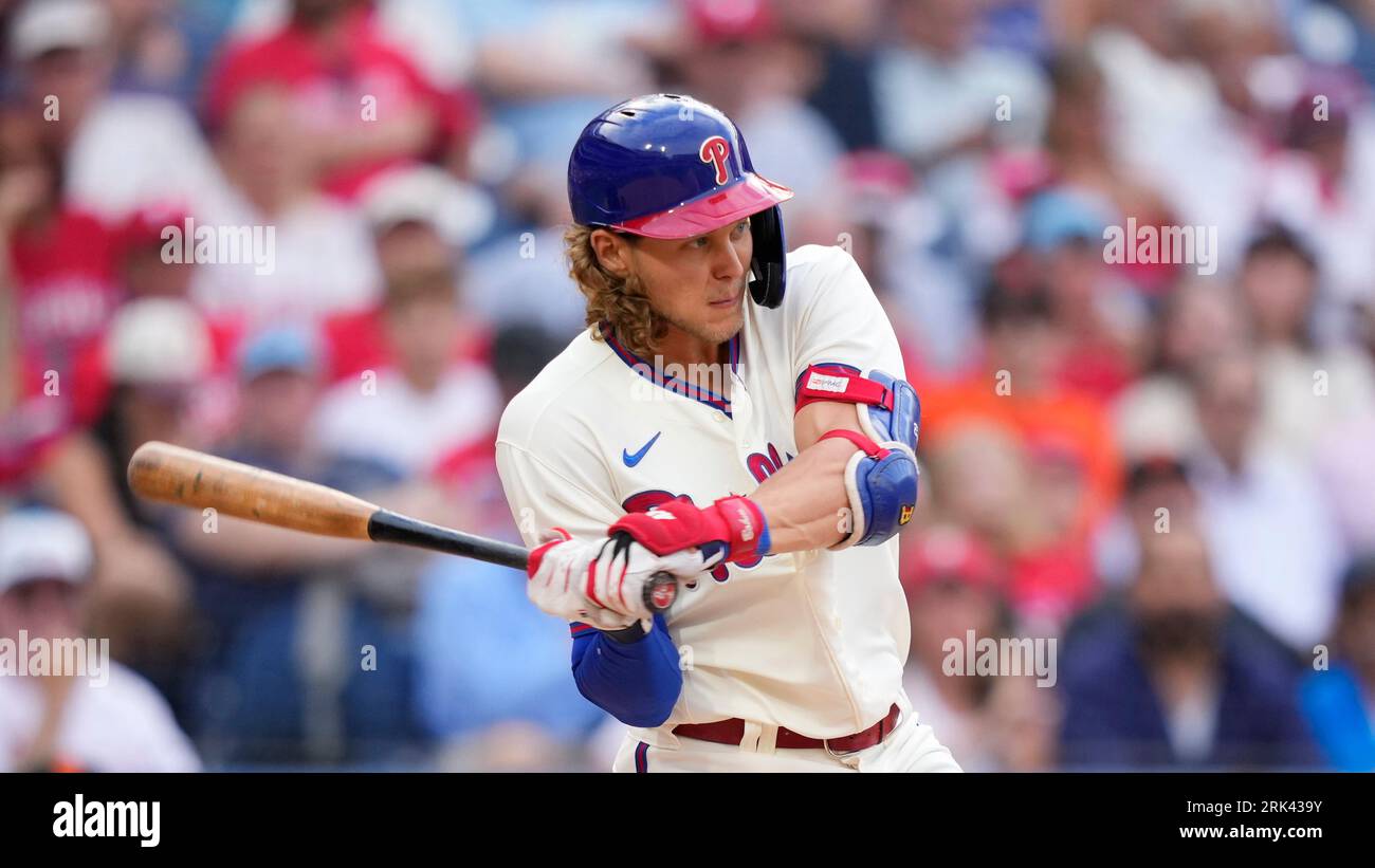 Philadelphia Phillies' Alec Bohm plays during a baseball game, Friday,  Sept. 23, 2022, in Philadelphia. (AP Photo/Matt Slocum Stock Photo - Alamy