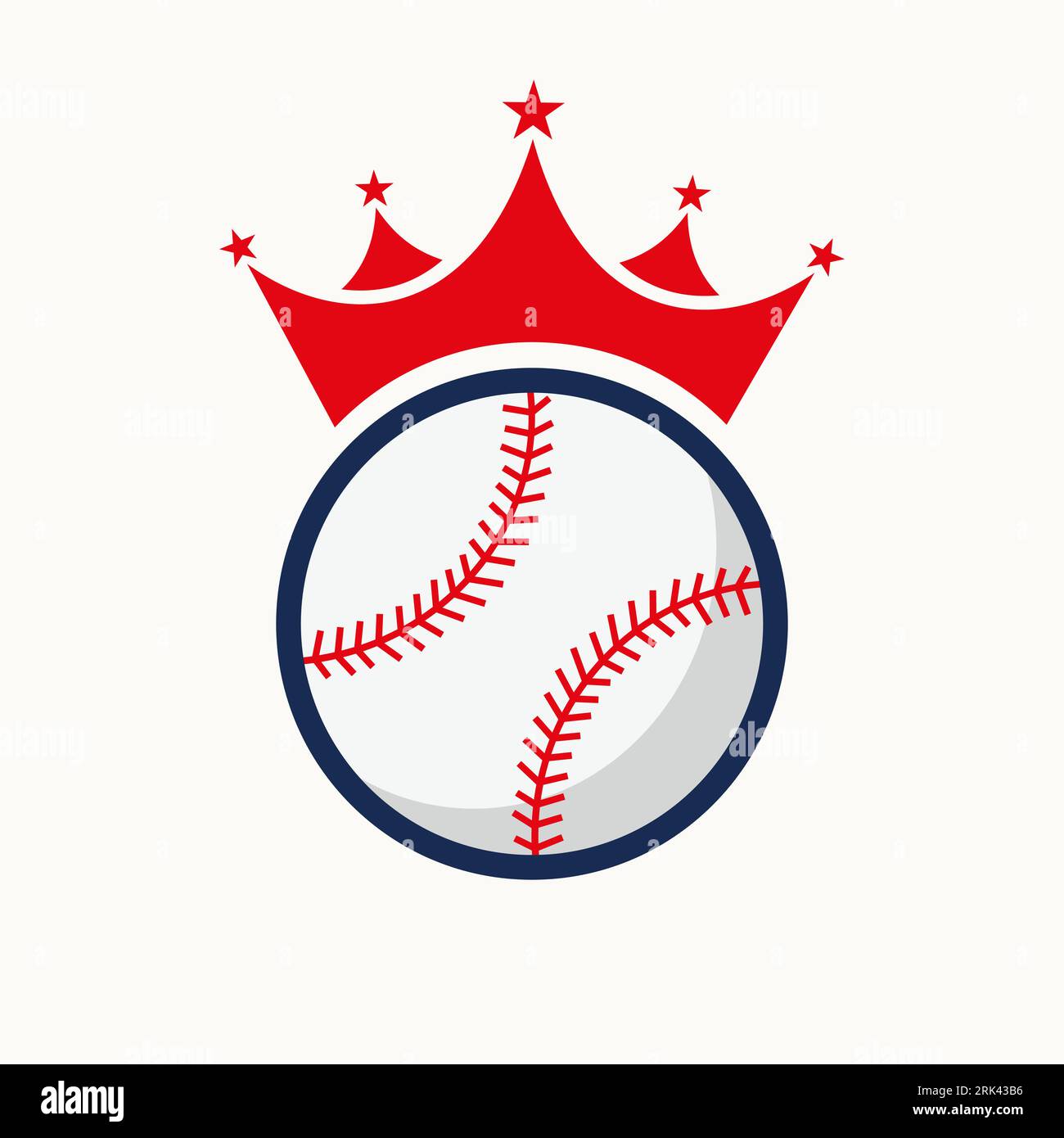 Baseball Logo Design Concept With Crown Icon. Baseball Winner Symbol