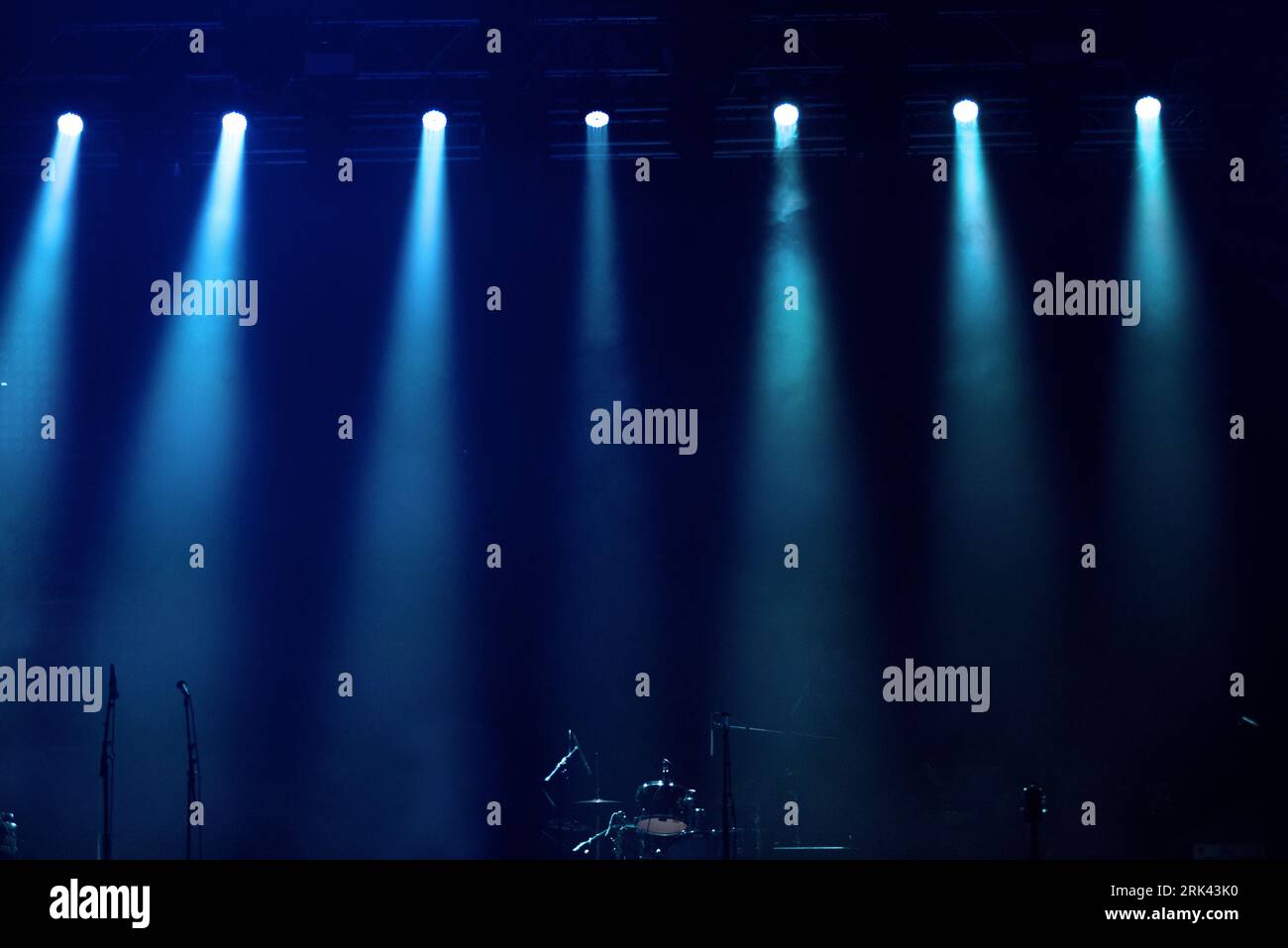 Stage lights in the dark at concert Stock Photo