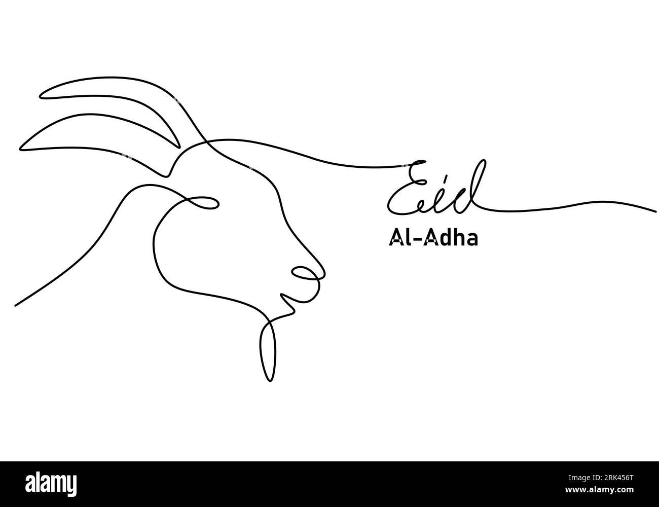 One continuous single line hand drawing of eid al adha background with