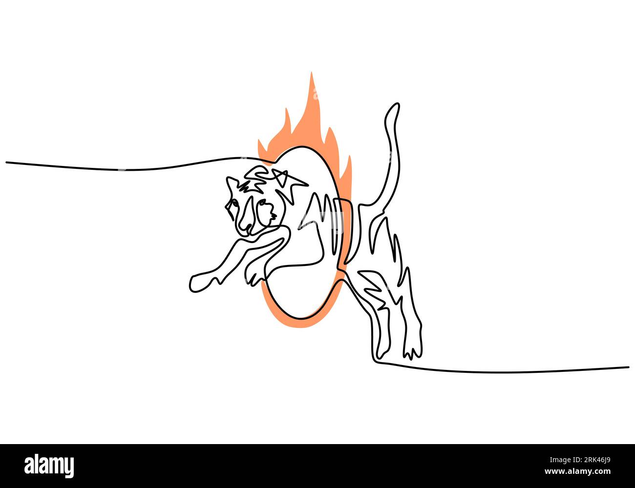 One continuous single line hand drawing of international tiger day with