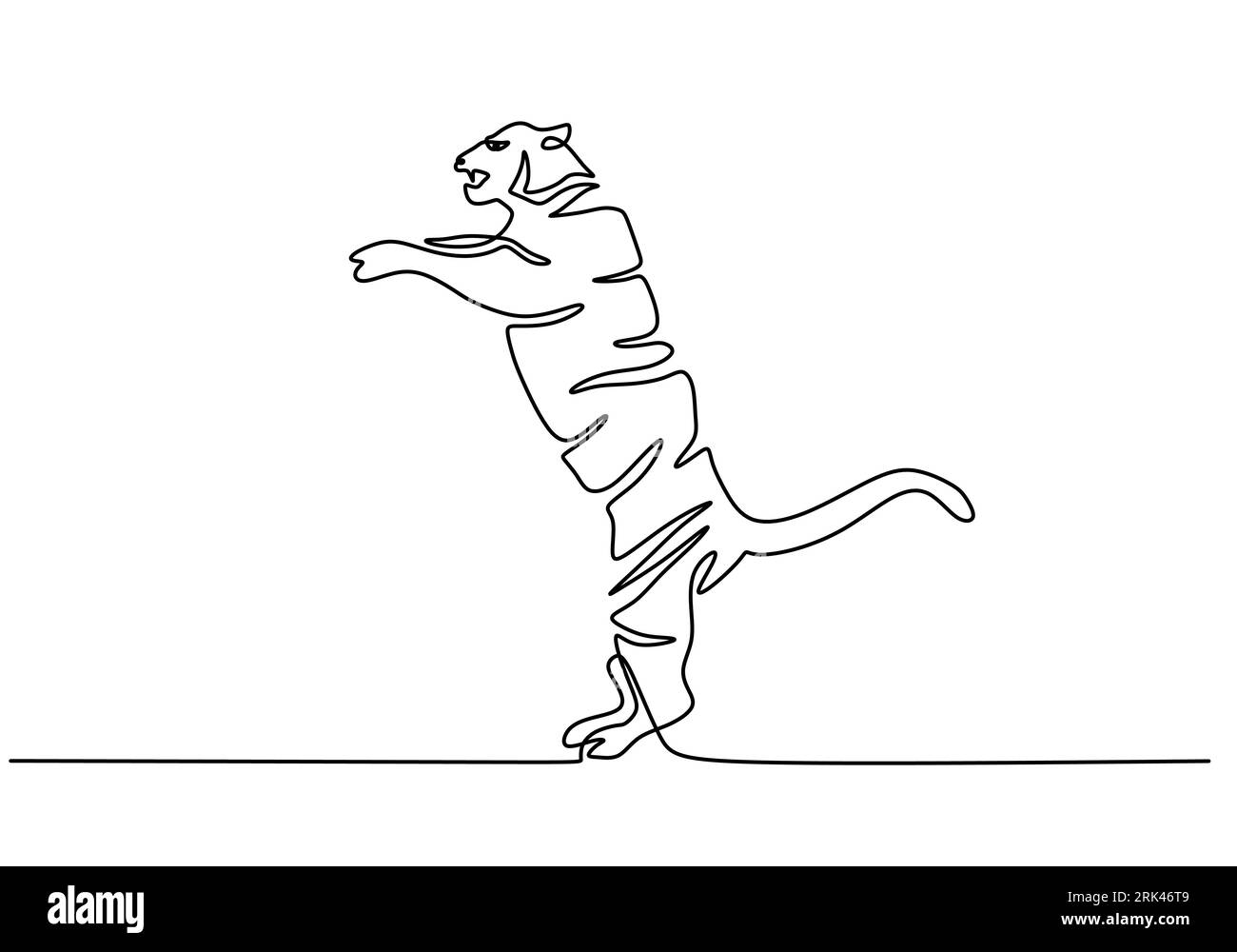 One continuous single line hand drawing of international tiger day with