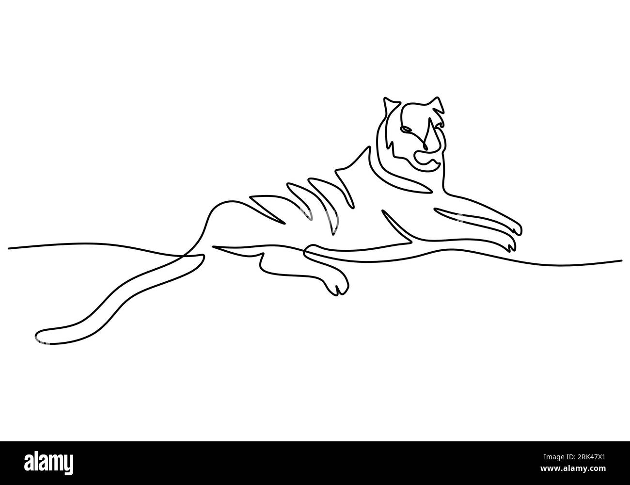 One continuous single line hand drawing of international tiger day with