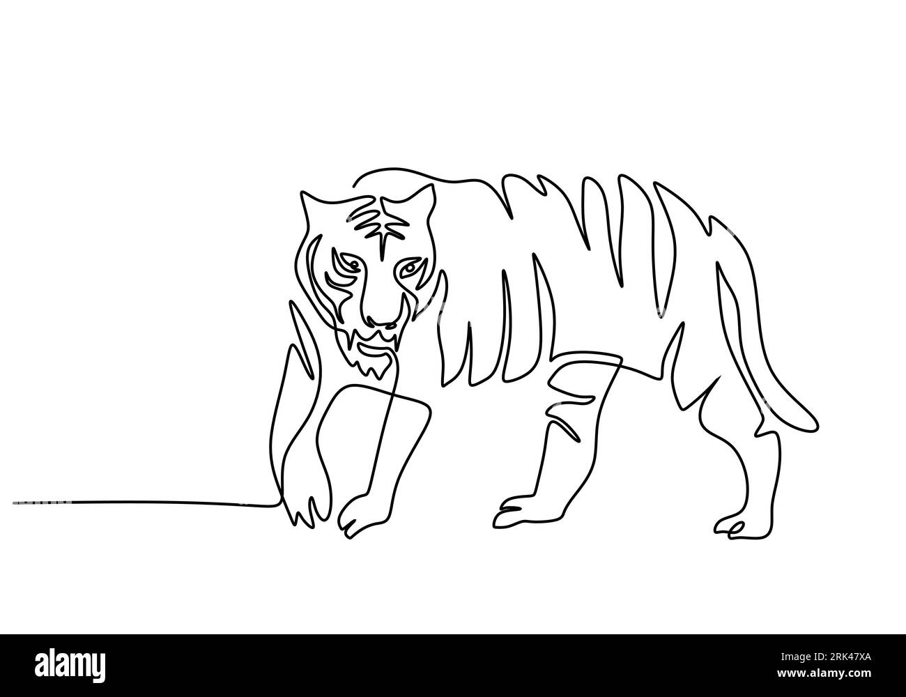 One continuous single line hand drawing of international tiger day with