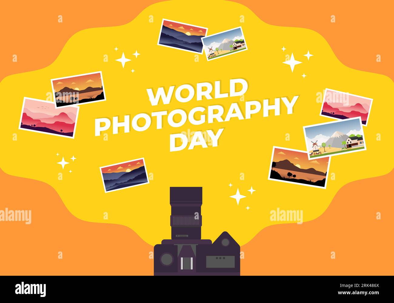 World photography day banner poster on august 19 with modern camera and ...