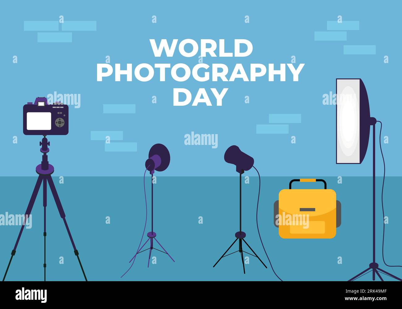 World photography day banner poster on august 19 with studio photo set ...