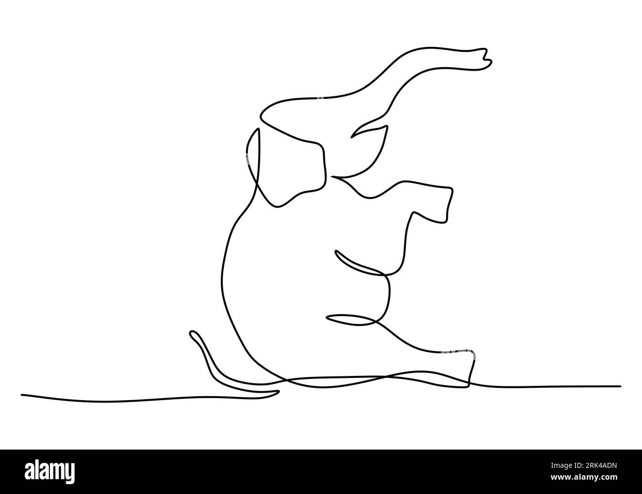 One continuous single line of standing elephant for world elephant day