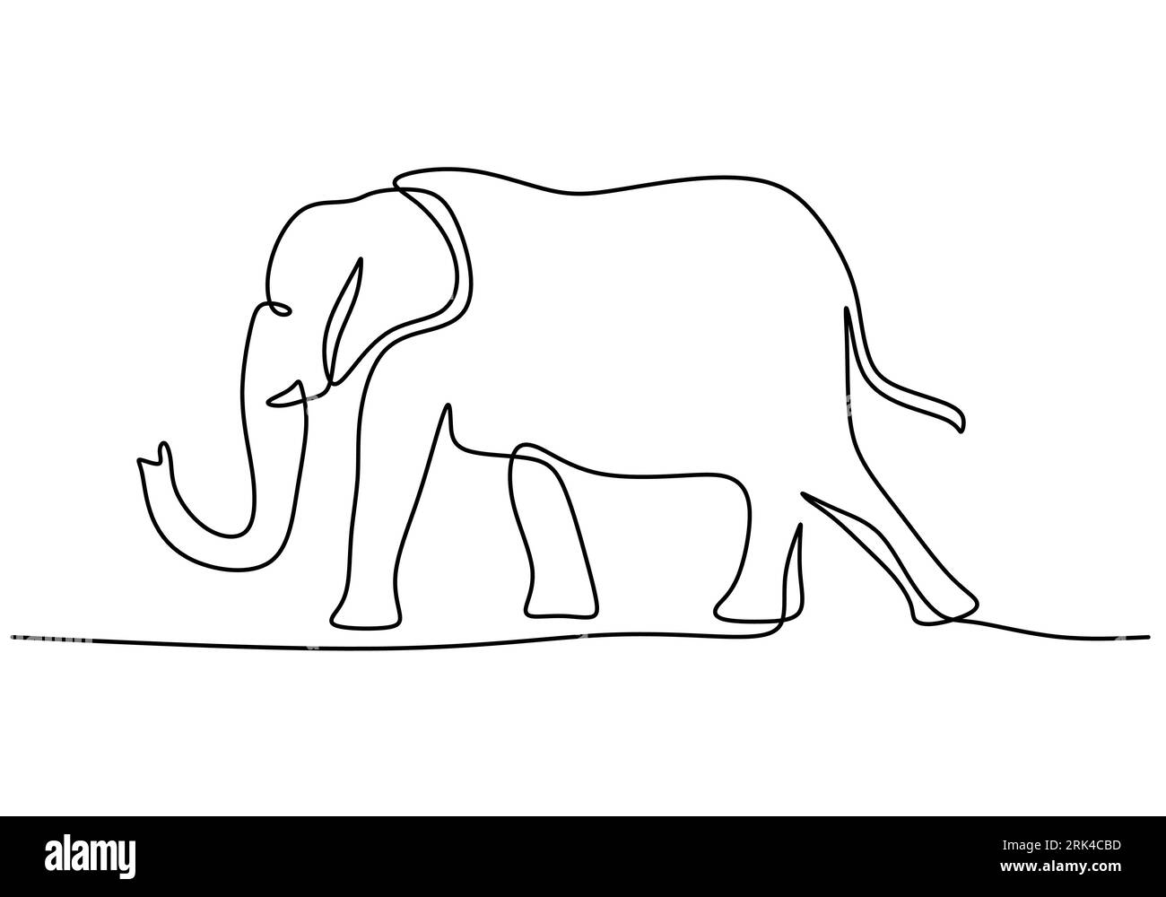 One continuous single line of big elephant for world elephant day