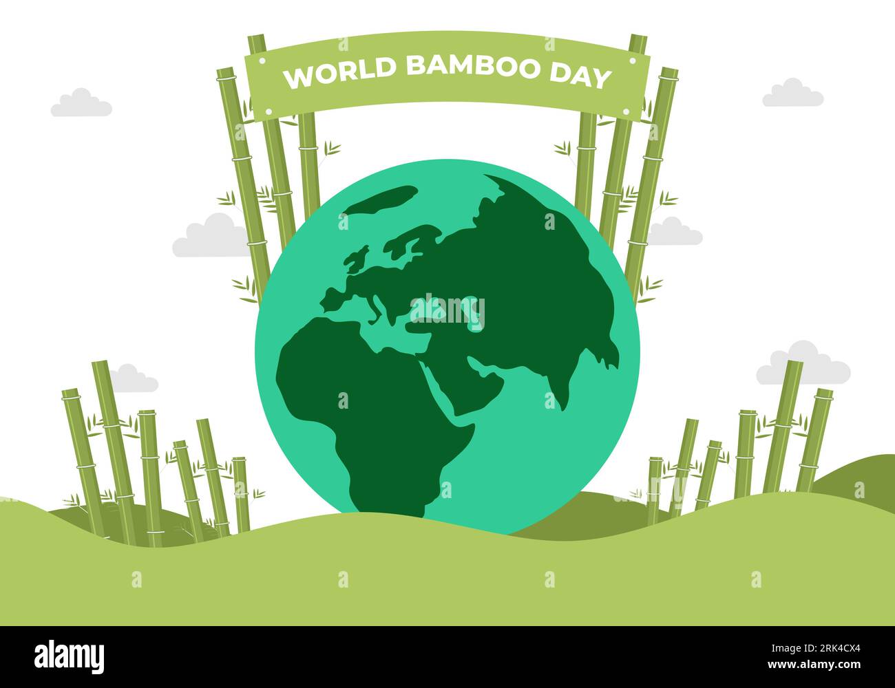 World bamboo day background banner poster with globe earth on september