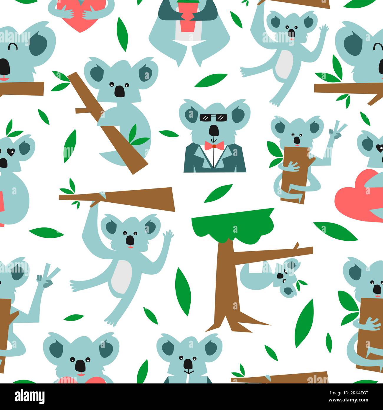 Koala with rainbow, illustration, vector on white background Stock