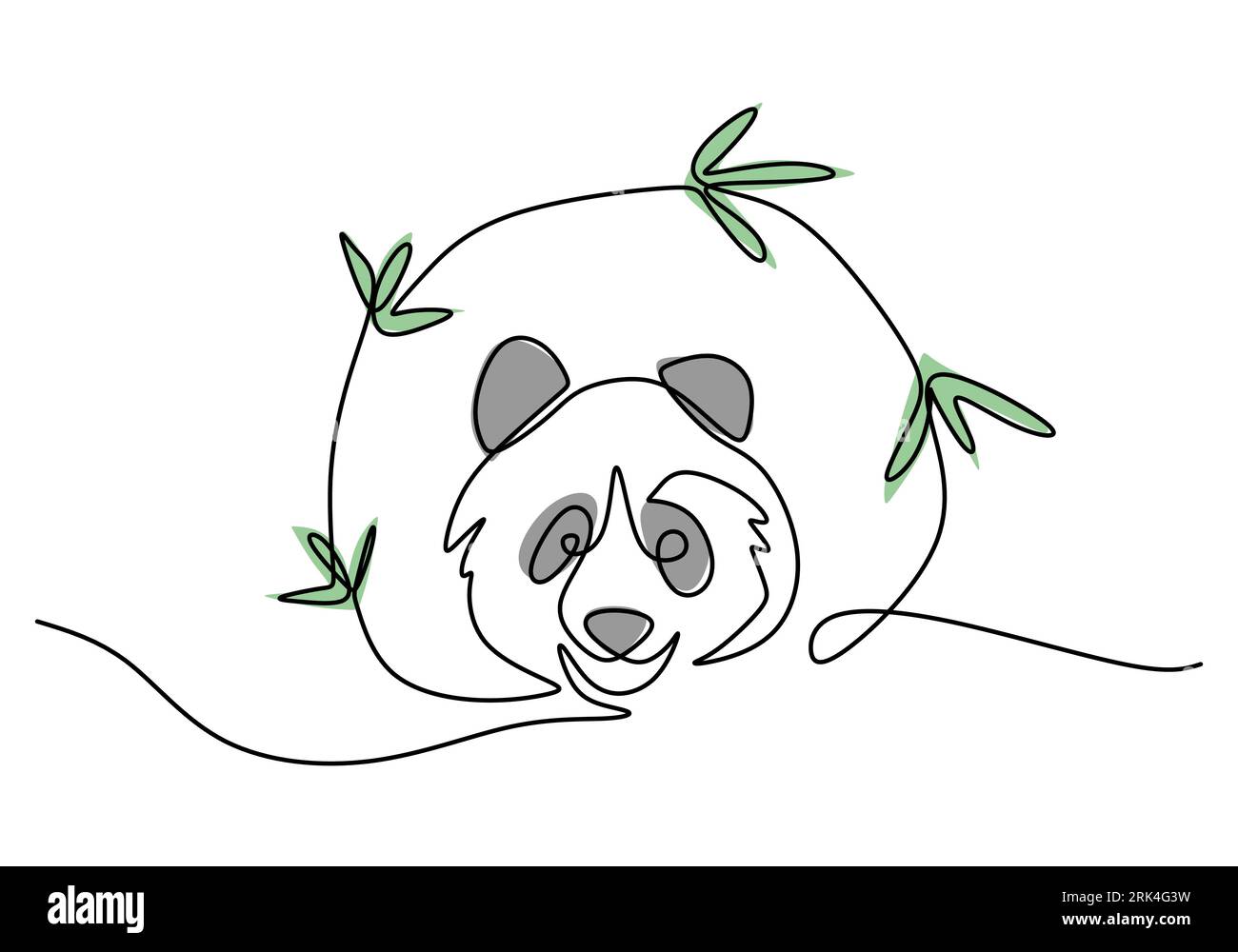 One continuous single line of International red panda day with bamboo