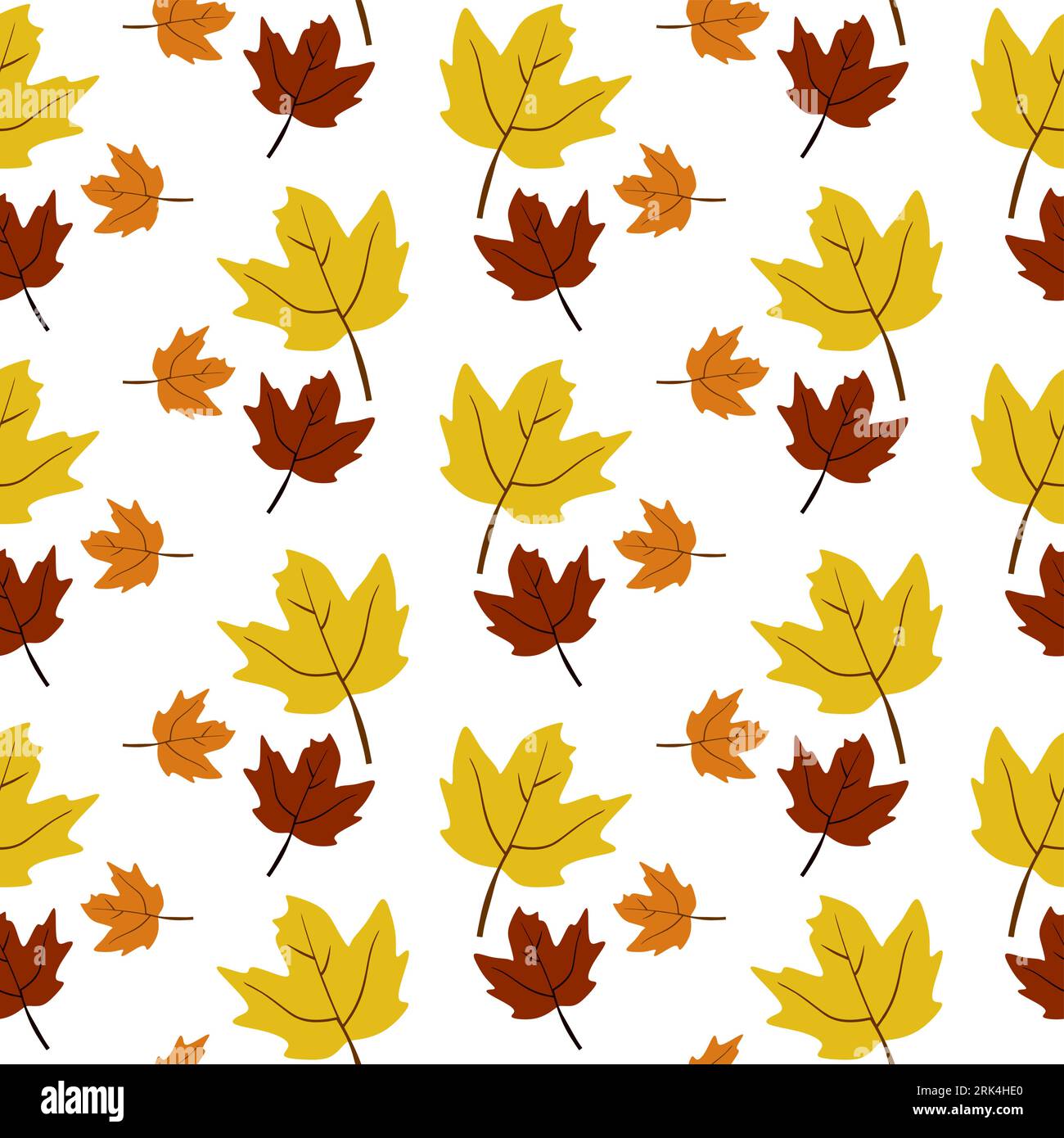 Autumn leaf seamless pattern isolated on white background. Stock Vector