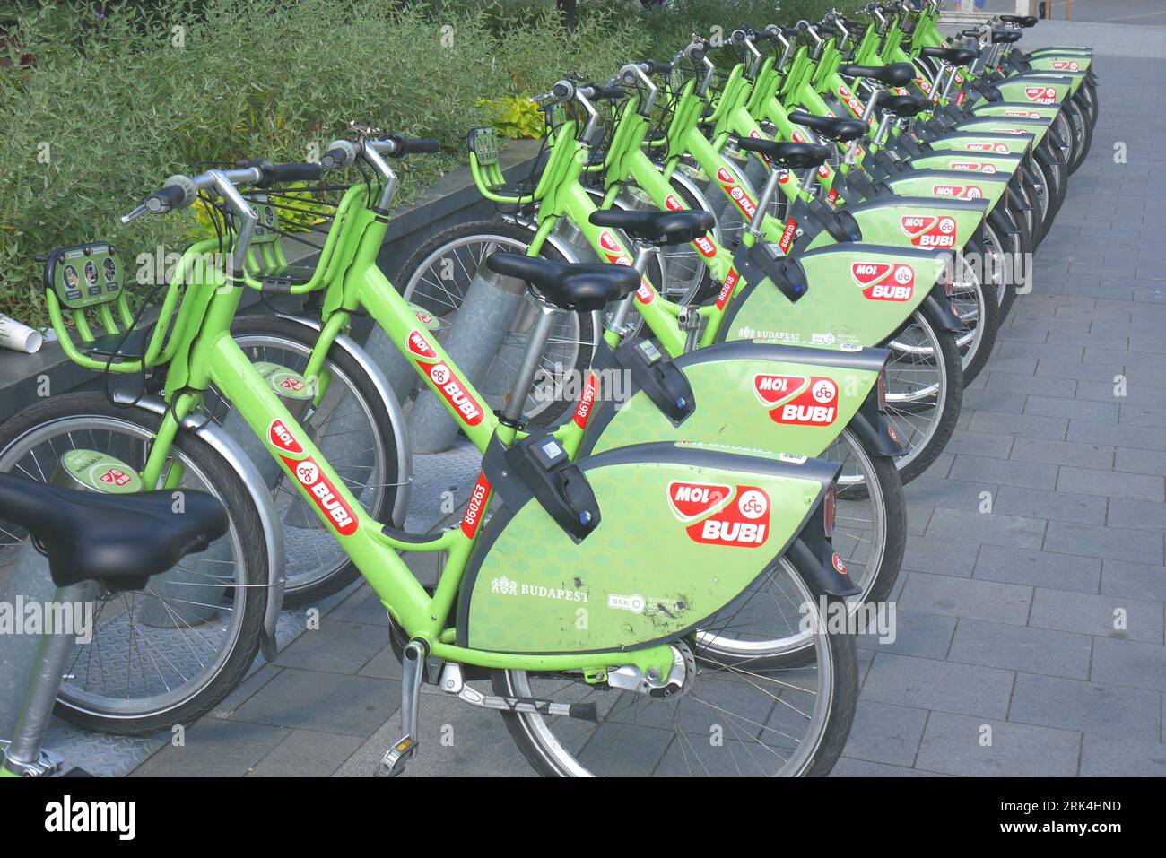 Mol Bubi rental bikes, part of a public bicycle sharing scheme, Budapest, Hungary Stock Photo