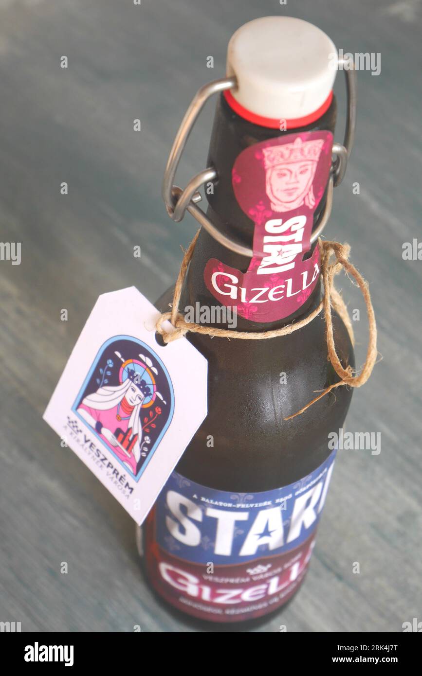 Bottle of Gizella Stari Sor craft beer, from Veszprem, Hungary Stock Photo