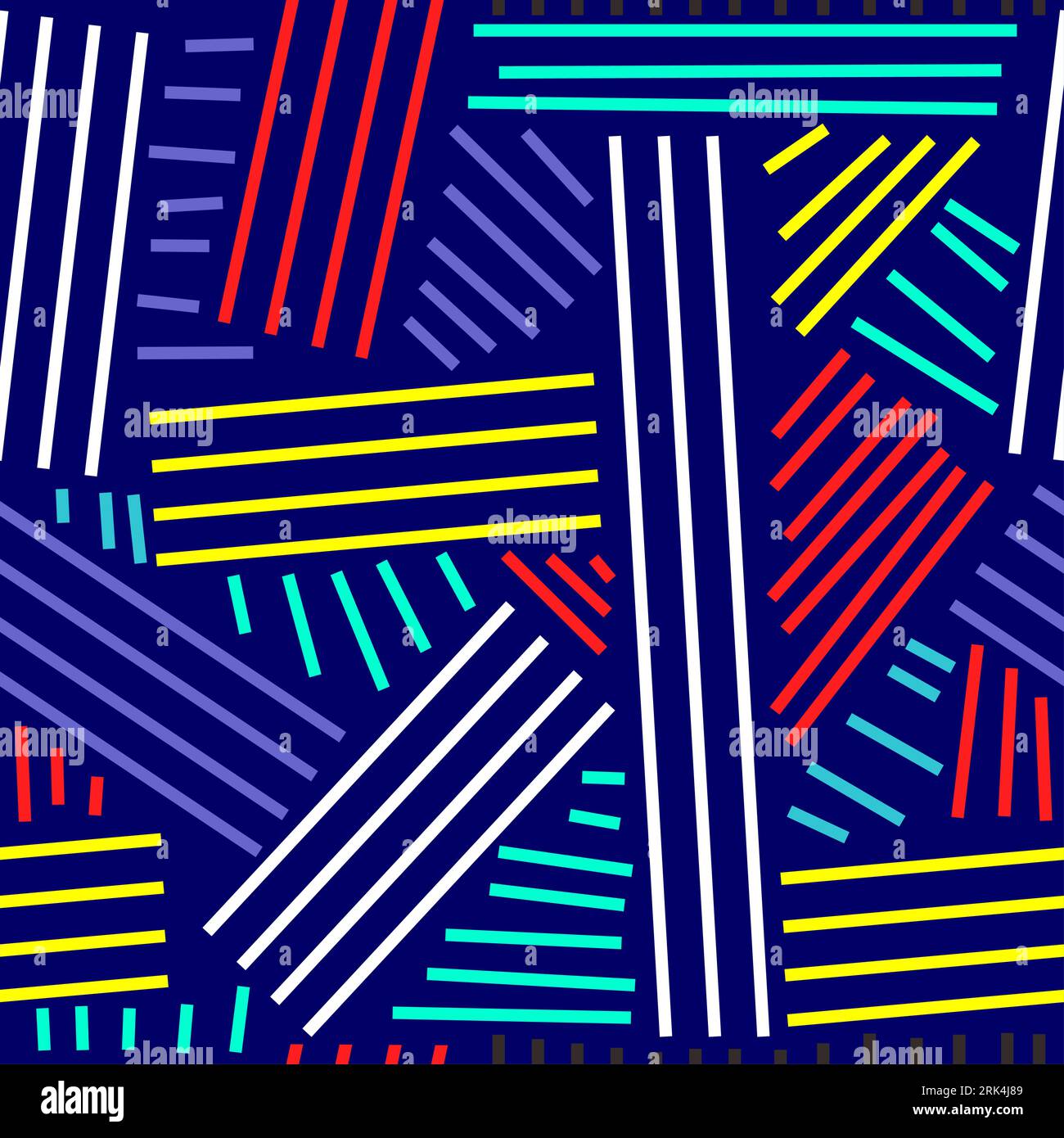 Brush line stroke shape seamless pattern on blue background. Stock Vector