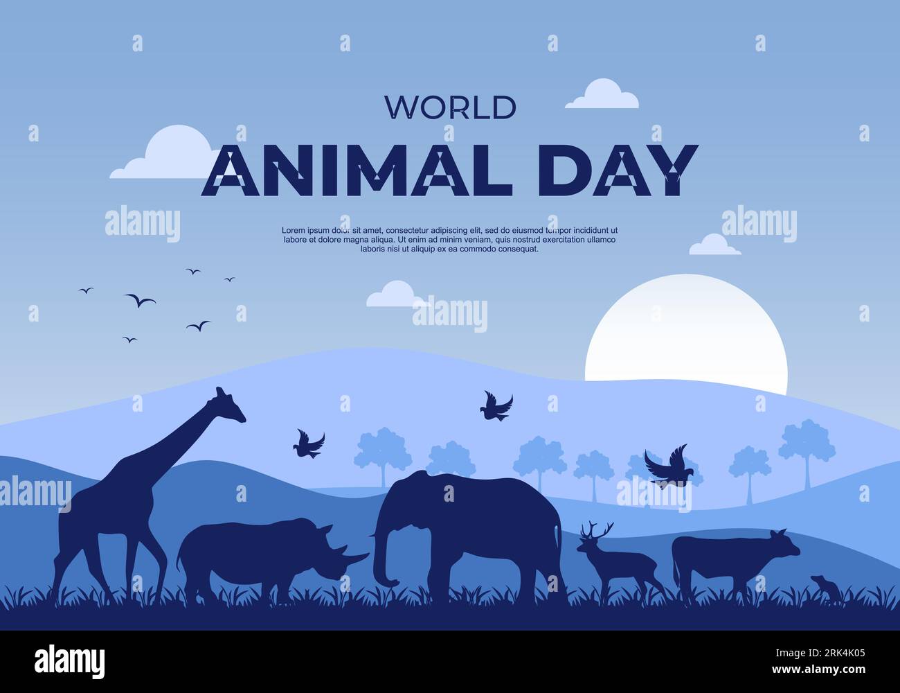 World animal day with animal in forest background celebrated on october