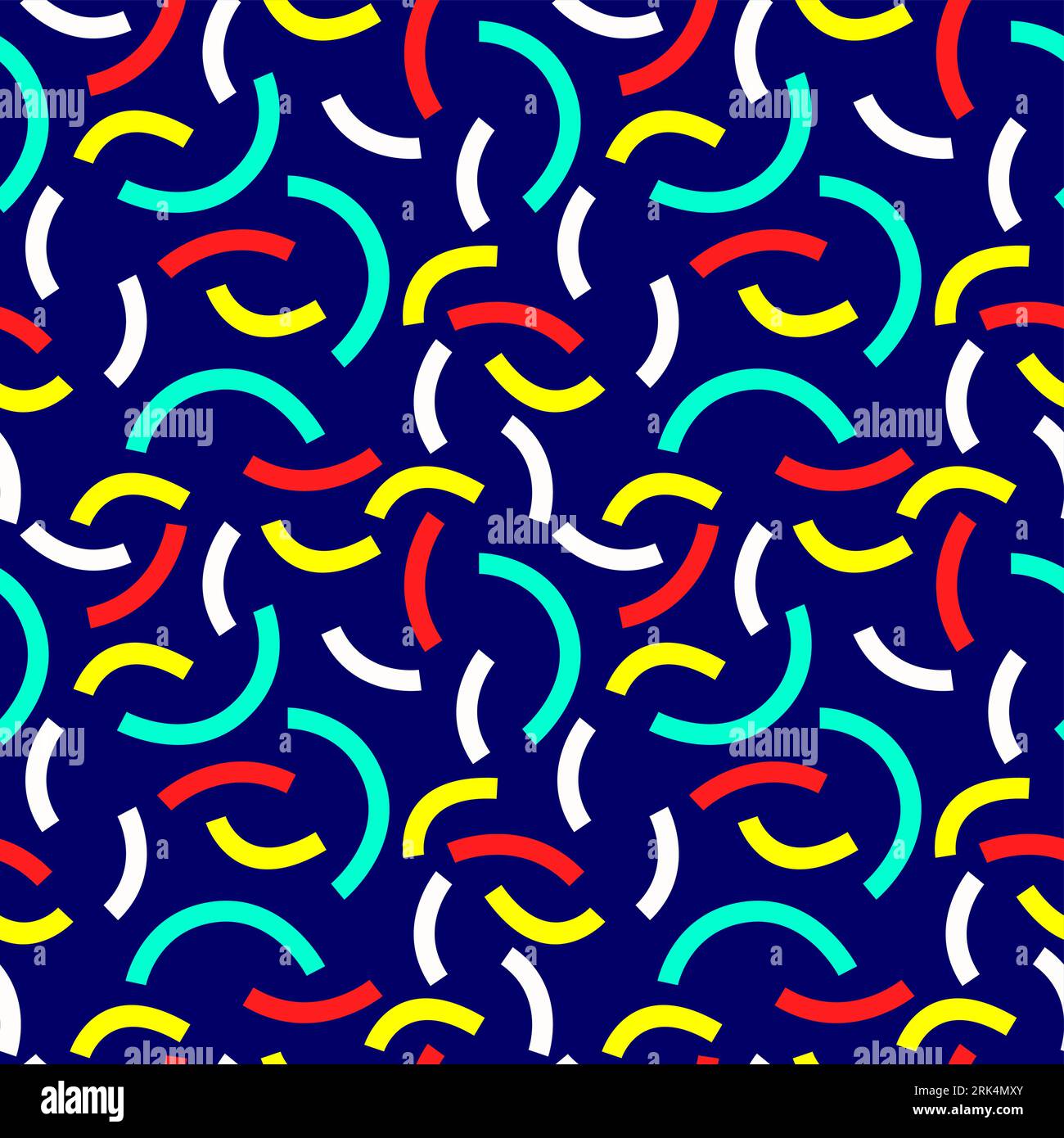 Brush line stroke shape seamless pattern on blue background. Stock Vector