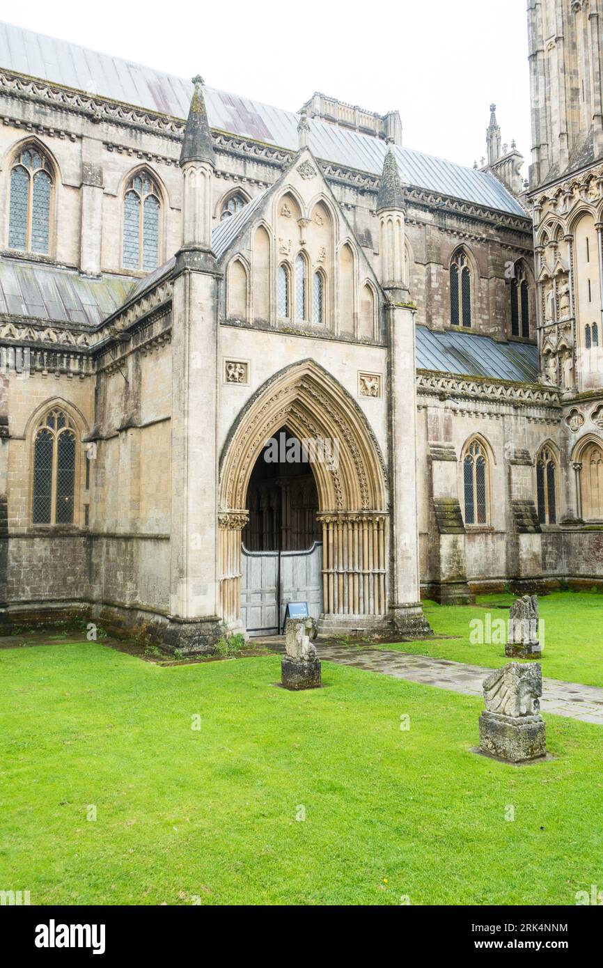 The North porch on Wells Cathedral, Wells, Somerset, England, UK. Stock Photo