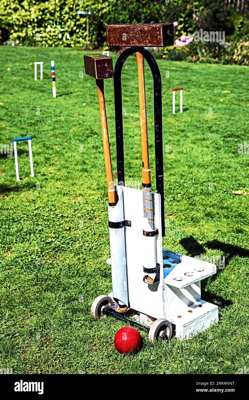 Equipment for Croquet; Ausrüstung für Crocket Stock Photo Alamy