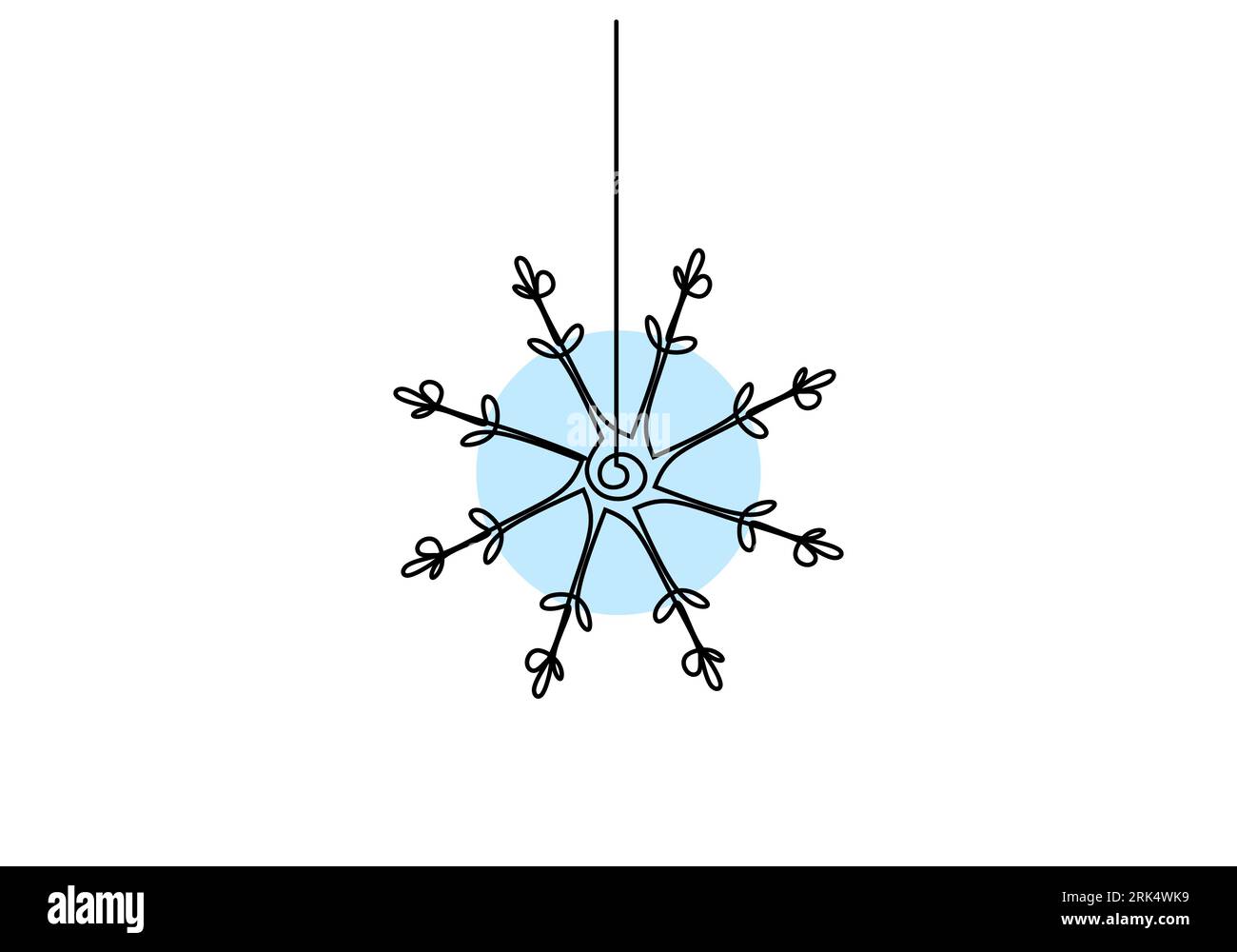 Hand drawing one single continuous line of snowflake isolated on white ...