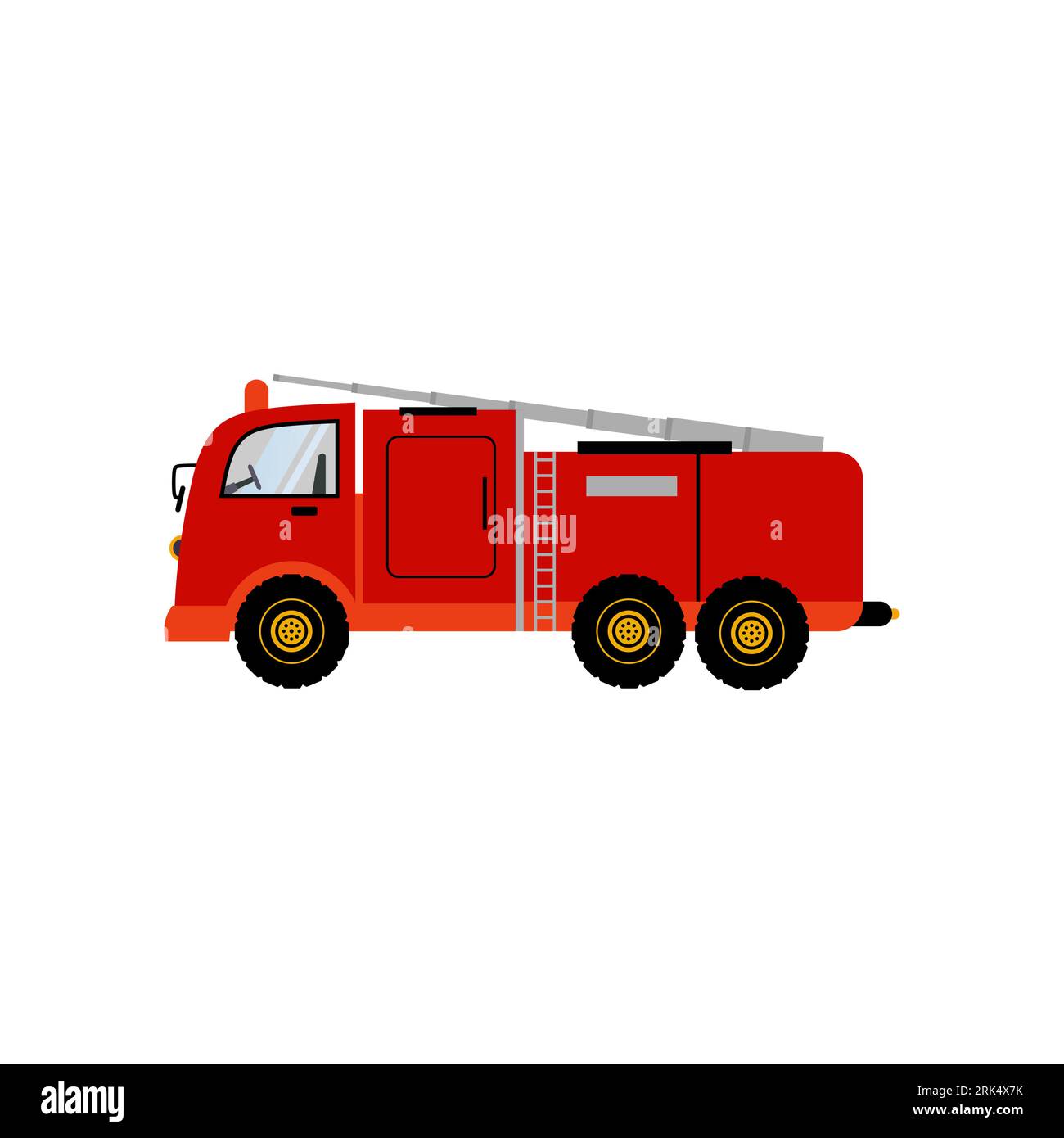 Fire equipment elements fire engine truck isolated on white background. Stock Vector