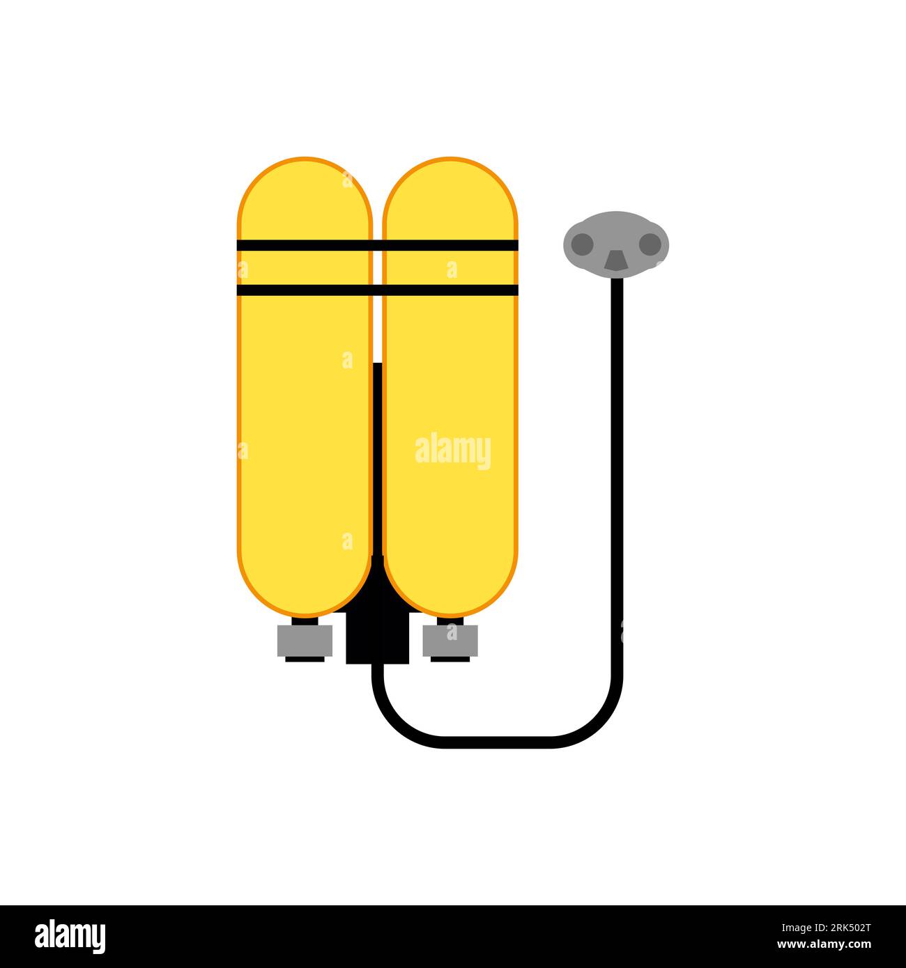 Fire equipment elements bag nozzle isolated on white background. Stock Vector