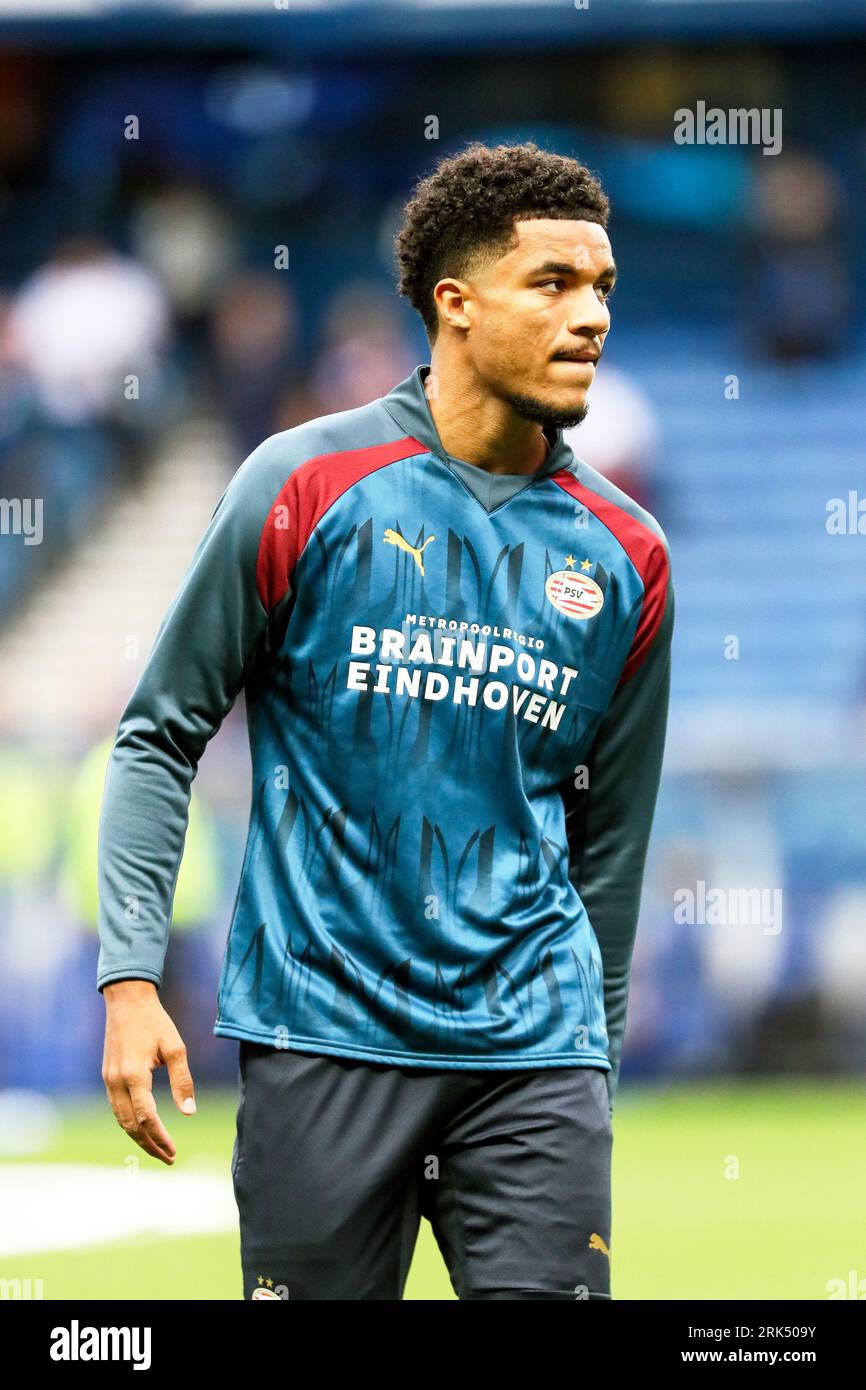 Malik Tillman, an attacking midfielder, currently playing for PSV Eindhoven. Previously contracted with Rangers FC. Image taken at Ibrox stadium Stock Photo