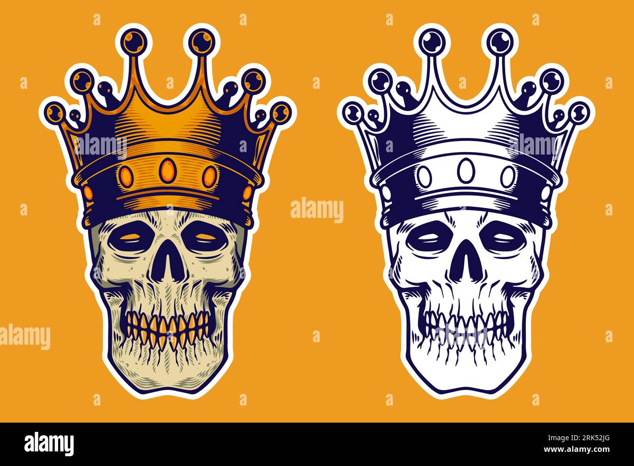 skull head wear crown vector illustration Stock Vector