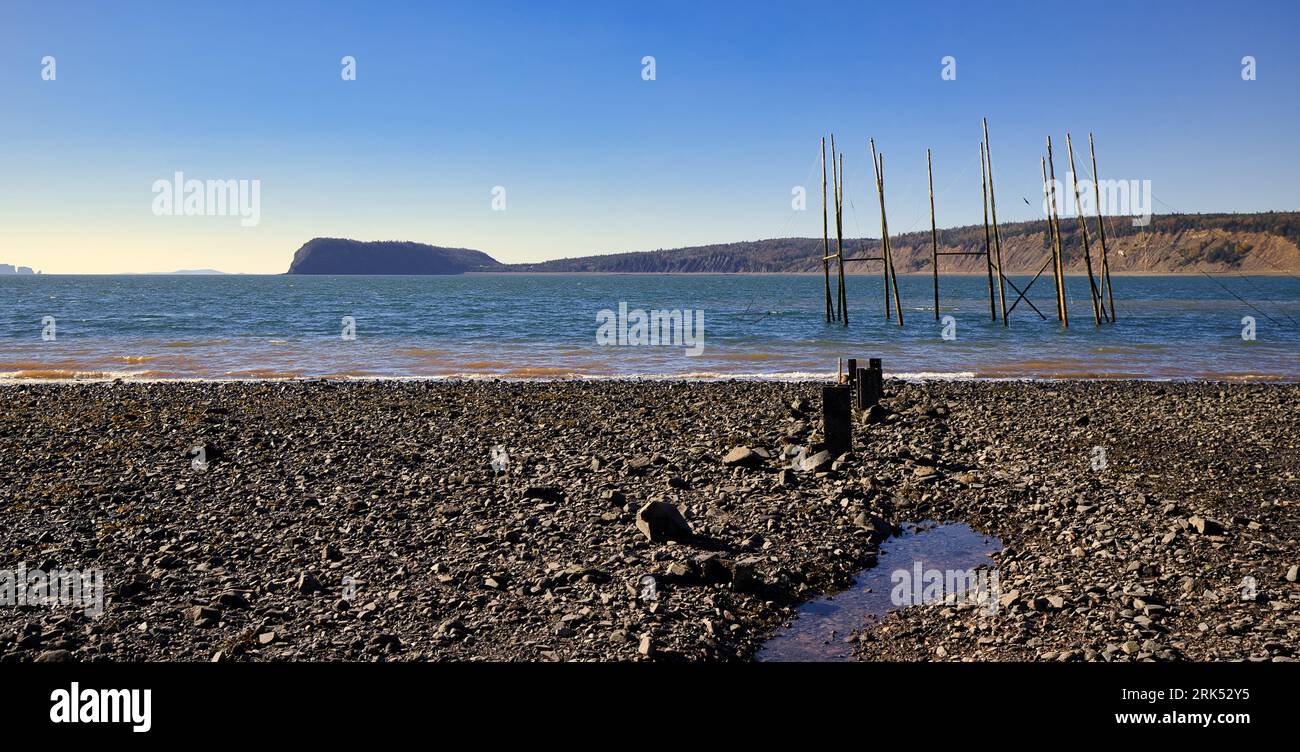 Parrsboro, Nova Scotia, has been described by National Geographic magazine as “the prettiest place to watch the Bay of Fundy tides sweep in and out. Stock Photo