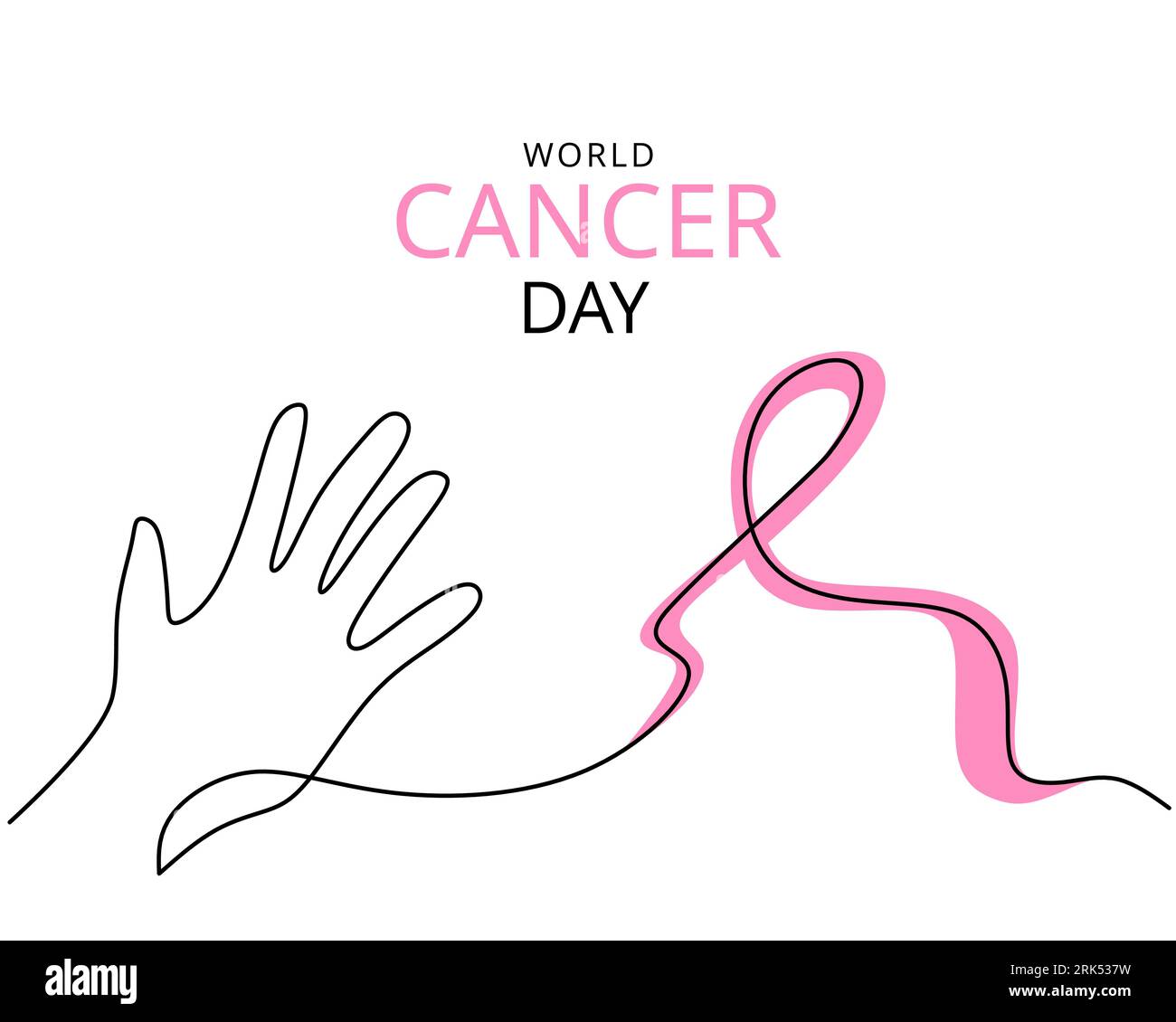 One single line of cancer day background isolated on white background. Stock Vector