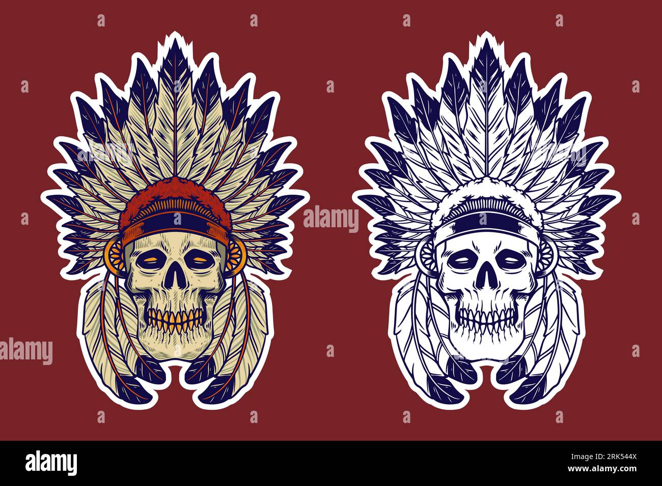 skull head wear indian headdress vector illustration Stock Vector Image