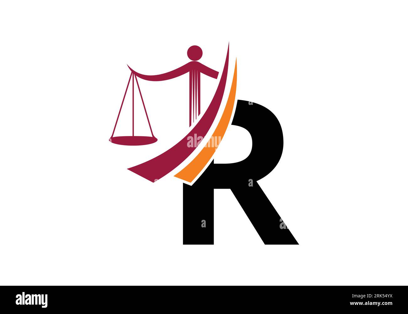Initial R monogram alphabet with law scale sign symbol. Lawyer And ...
