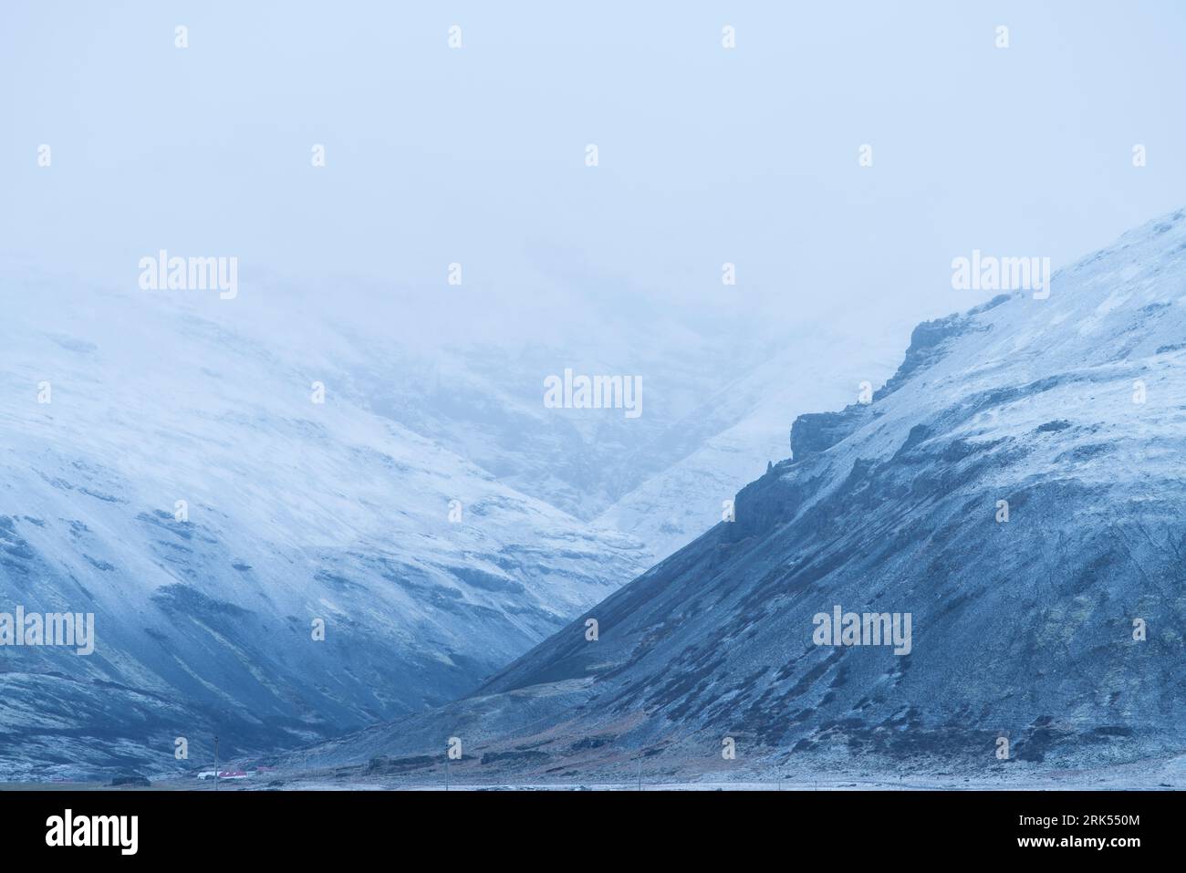 Dramatic winter landscapes in the South East of Iceland Stock Photo