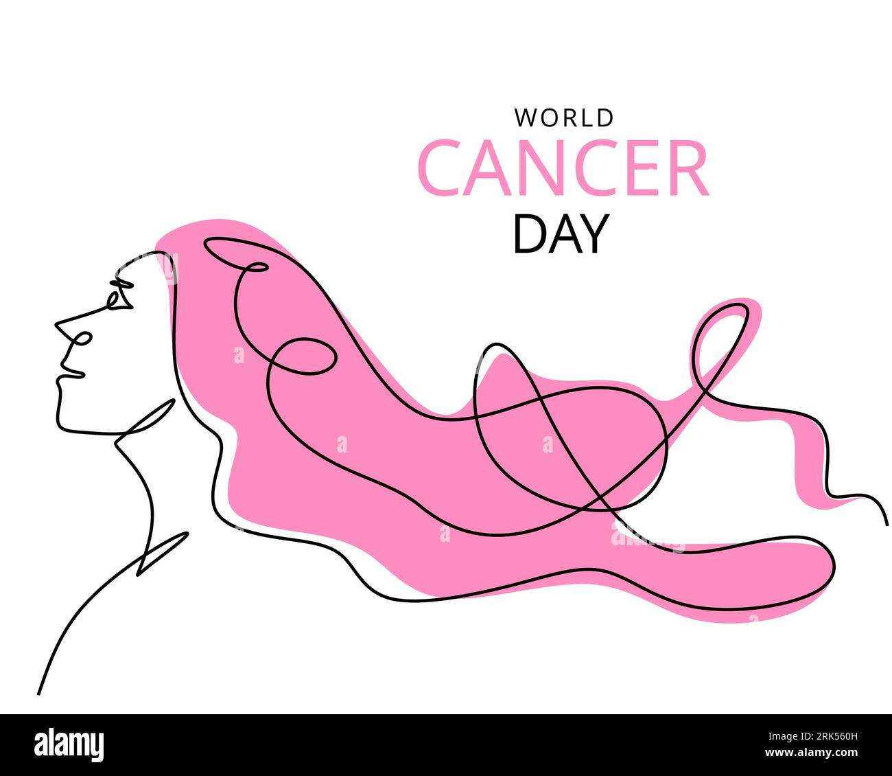 One single line of cancer day background isolated on white background. Stock Vector
