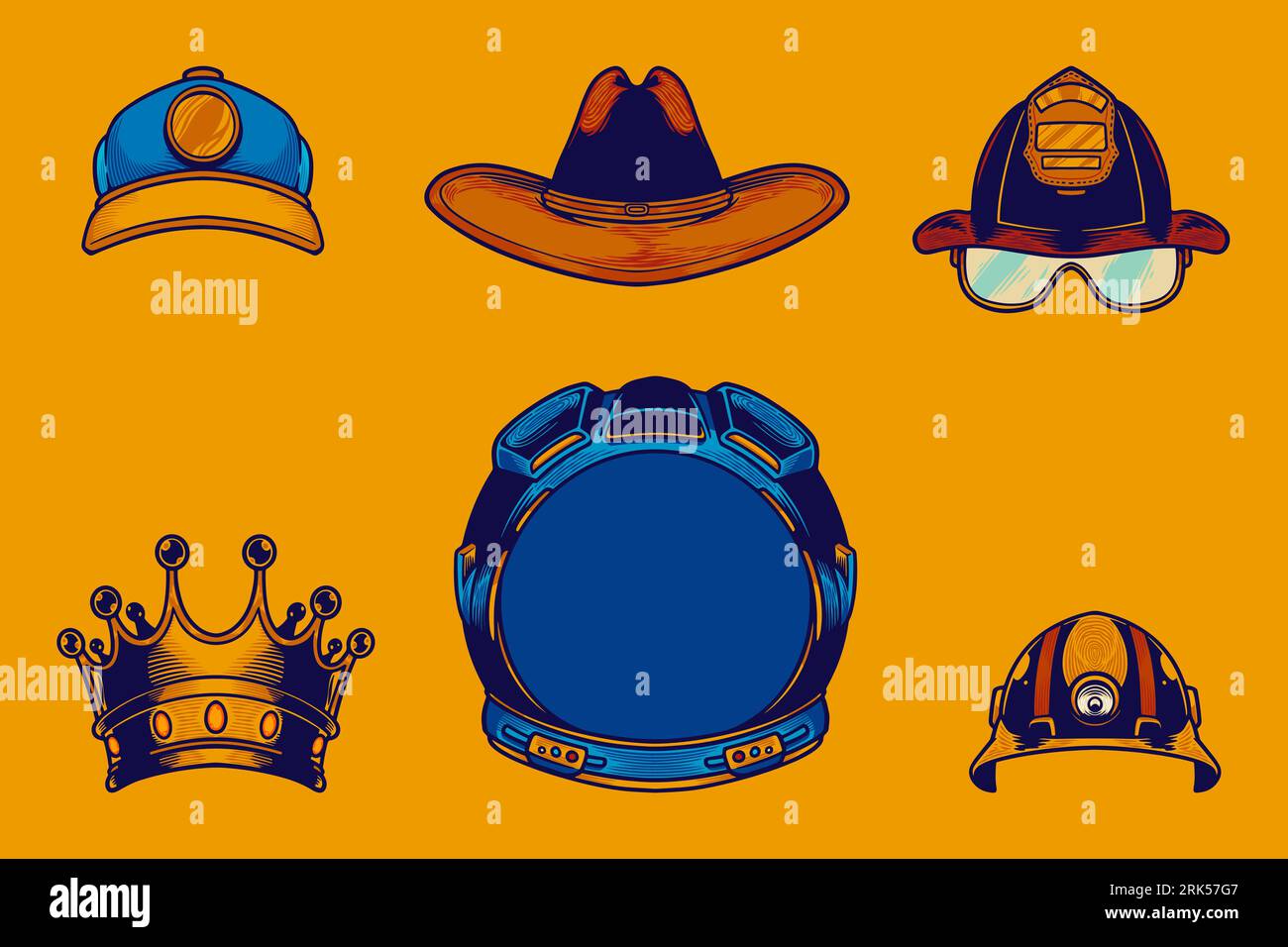 various head gear vector illustration set cartoon style Stock Vector