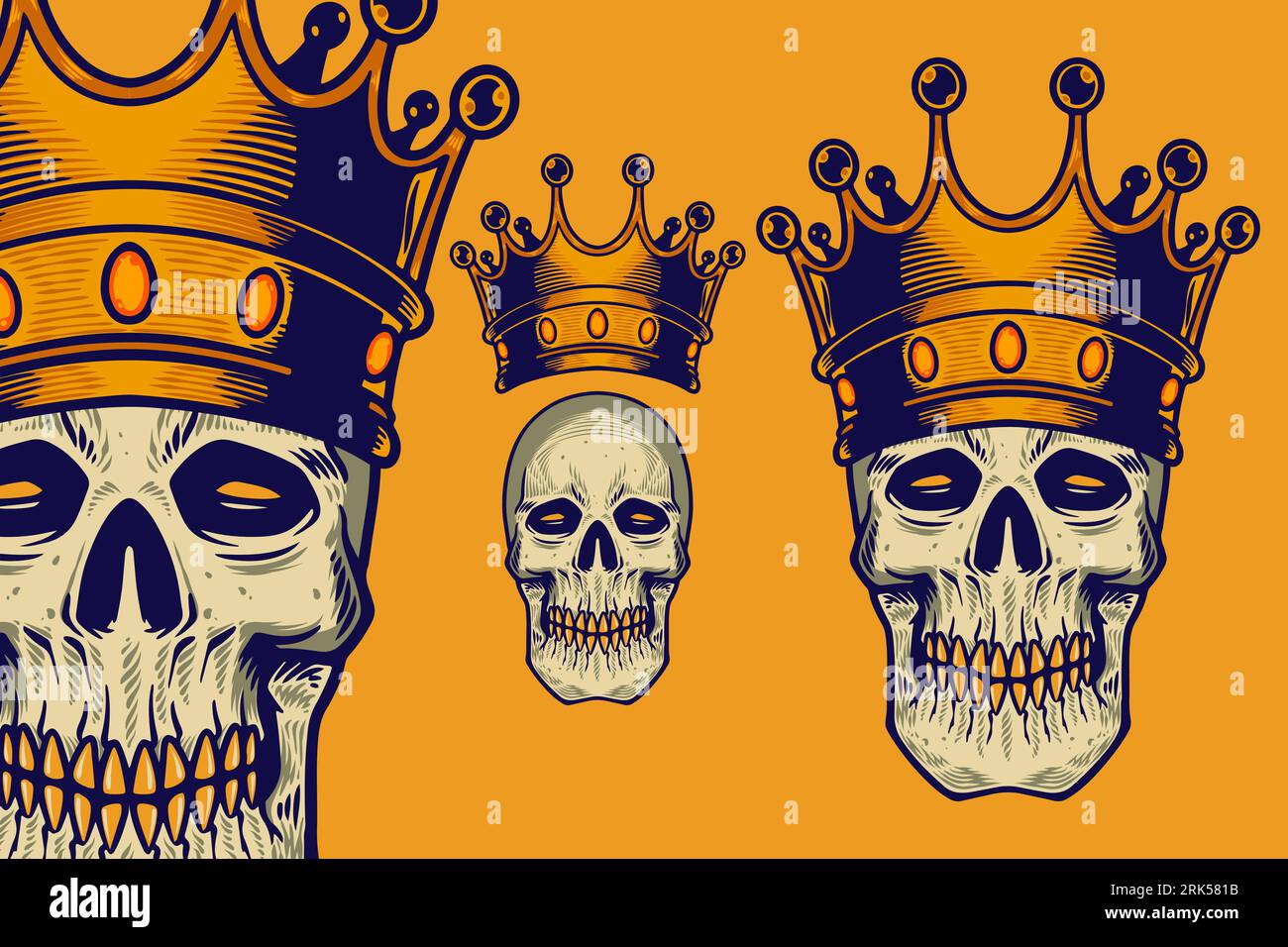 skull head wear crown vector illustration Stock Vector