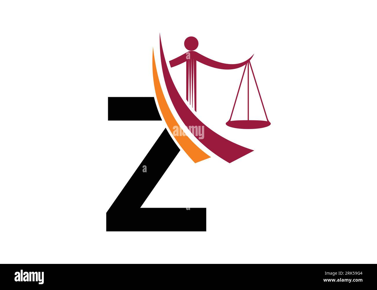 Initial Z monogram alphabet with law scale sign symbol. Lawyer And