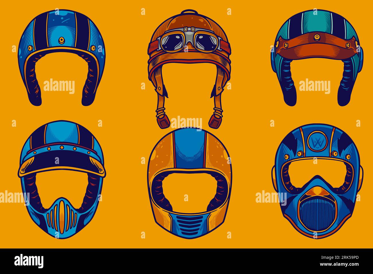 various helmet vector illustration set cartoon style Stock Vector