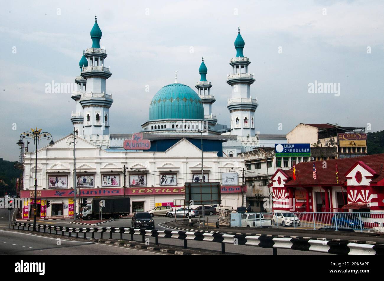 Mosque and historic fire station (foreground at right)Klang, Selangor, Malaysia Stock Photo
