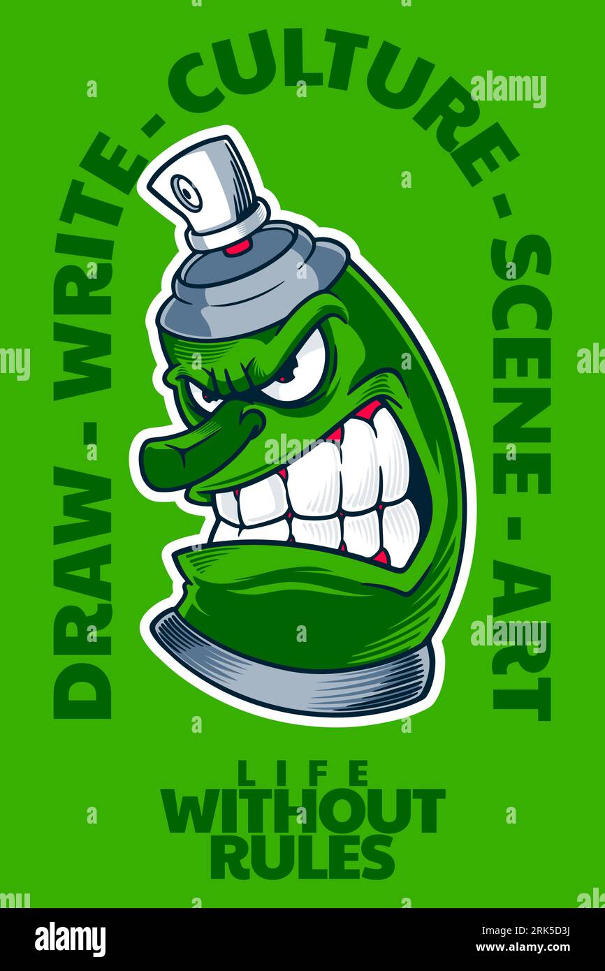 spray can graffiti mascot card poster vector illustration Stock Vector ...