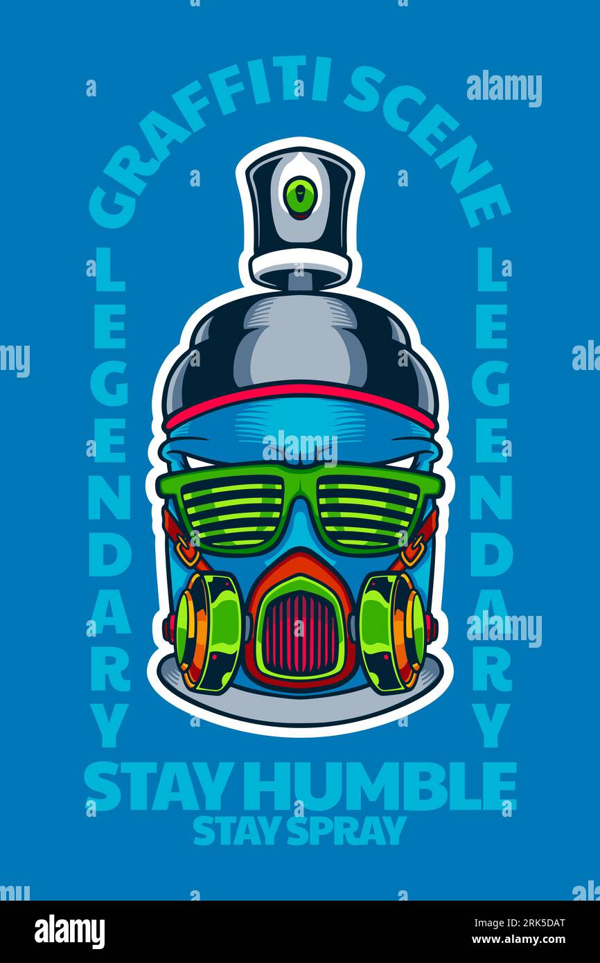 spray can graffiti mascot card poster vector illustration Stock Vector ...
