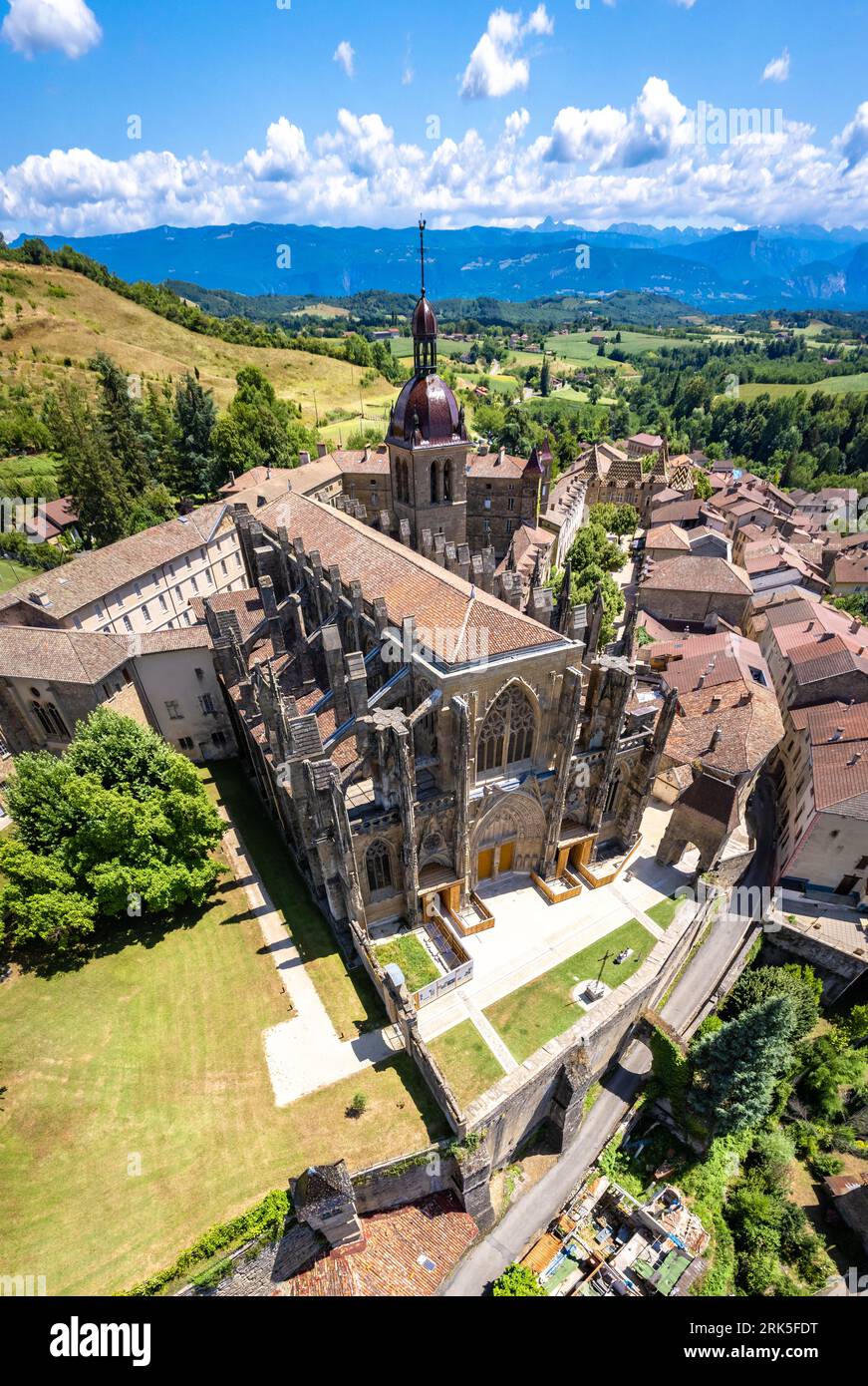 Aerial view of St Anthony or Saint Antoine l Abbaye in Vercors in Isere