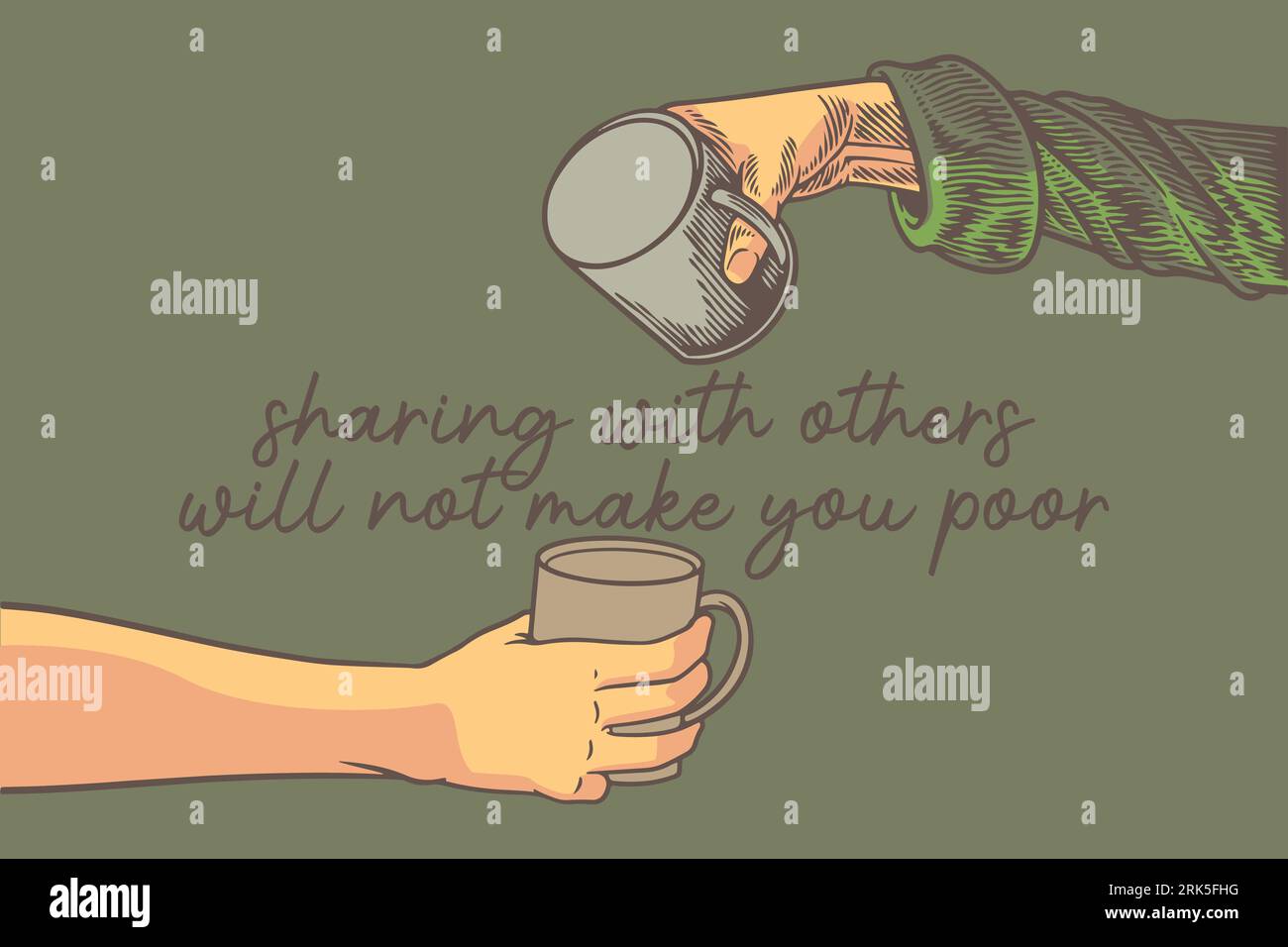 hand holding cup motivation concept vector illustration Stock Vector