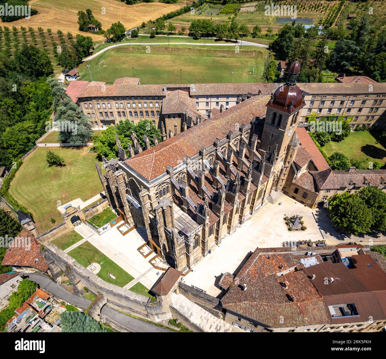 Aerial view of St Anthony or Saint Antoine l Abbaye in Vercors in Isere