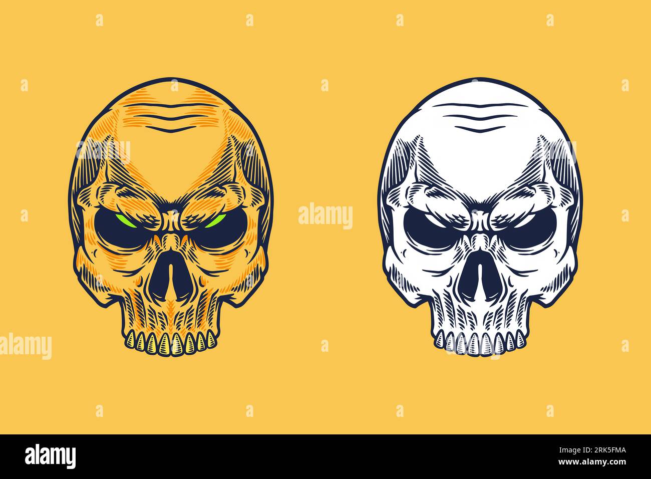 skull head mascot vector illustration cartoon style Stock Vector