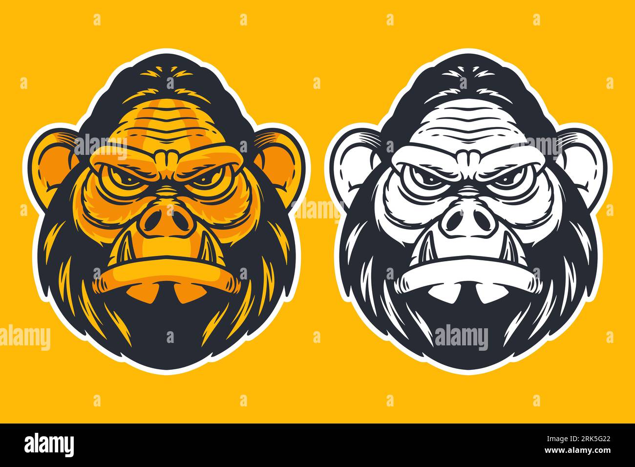 gorilla head mascot vector illustration cartoon style Stock Vector